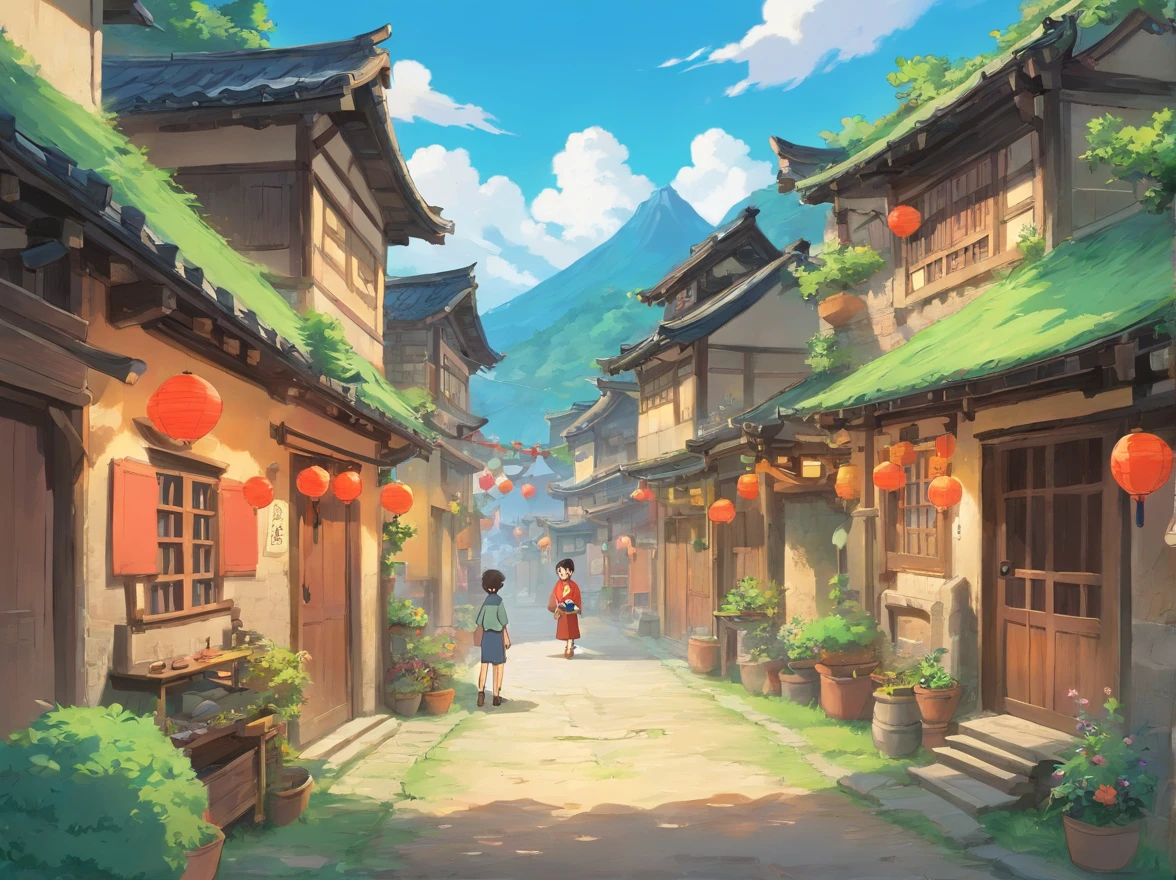 The boy came to the dilapidated Zhuang village,The whole village is filled with a festive and convivial atmosphere。