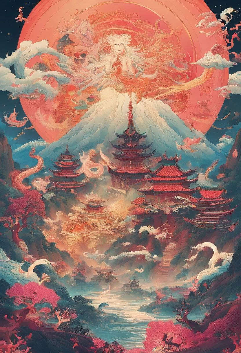 Chinese mythology,Mountain and Sea Sutra,Alien beasts,(((One-legged))),((Spit fire in the mouth)),moor,tmasterpiece,Best picture quality,super-fine,Super magical,ultra - detailed,8K分辨率,Real Photographics,dynamic viewing angle