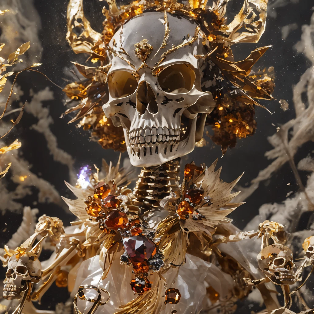 Skull 32K,Phoenix Immortal Demon Skeleton Realm, Chance encounter with Liu Hanshu,tmasterpiece, Better quality, Still photography,Muppet skeletons,There are terriers,Linen coarse cloth skeleton holding a puppet triceratops skeleton,The animal images are super vivid and cute,sprout,intelligent,Crayon texture light skeleton,200 Creativity,depth of fields,Puppet skeletons with orange-red furry,National style crystal skeleton circle,Flying nine-tailed fat skull flame ethereal toad star,Golden-black damask white rabbit fur bra,Fuchsia pink diamonds, Tulle burgundy diamond shin guard,Red Crystal Skull Explosion 1:900 miniatures,Front view,Pure transparency,Wear boxing gloves,Ice is permeable to gas,Film light and shadow,Panorama ultra-wide angle,extremely happy,The texture of the real person is delicate,Strong visual impact,Hyper-detailing,Dream crystal skeleton,Refined face,prettyeyes,high saturated,Wear reflective sunglasses with a thick gold thread,crystal-clear,Good sense of perspective,Light and shadow effects,16K smooth,The surface is not well lit,Fluttering black hair crystal skeleton,((Crystal skeleton))