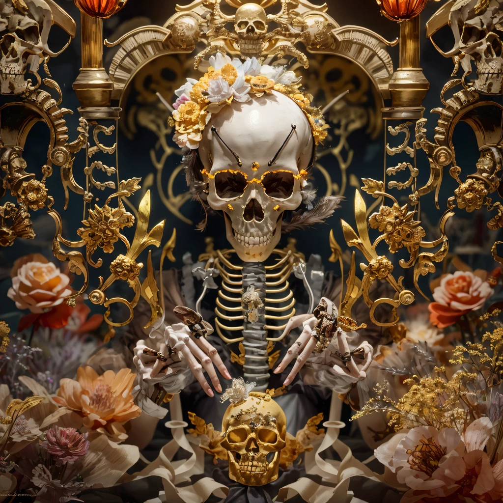 Skull 32K，Phoenix Immortal Demon Skeleton Realm, Chance encounter with Liu Hanshu,tmasterpiece, Better quality, Still photography,Muppet skeletons，There are terriers，Linen coarse cloth skeleton holding a puppet triceratops skeleton，The animal images are super vivid and cute，sprout，intelligent，Crayon texture light skeleton，200 Creativity，depth of fields,Puppet skeletons with orange-red furry，National style crystal skeleton circle，Flying nine-tailed fat skull flame ethereal toad star，Golden-black damask white rabbit fur bra，Fuchsia pink diamonds, Tulle burgundy diamond shin guard，Red Crystal Skull Explosion 1:900 miniatures，Front view，Pure transparency，Wear boxing gloves，Ice is permeable to gas，Film light and shadow，Panorama ultra-wide angle，extremely happy，The texture of the real person is delicate，Strong visual impact，Hyper-detailing，Dream crystal skeleton，Refined face，prettyeyes，high saturated，Wear reflective sunglasses with a thick gold thread，crystal-clear，Good sense of perspective，Light and shadow effects，16K smooth，The surface is not well lit，Fluttering black hair crystal skeleton，（（Crystal skeleton））