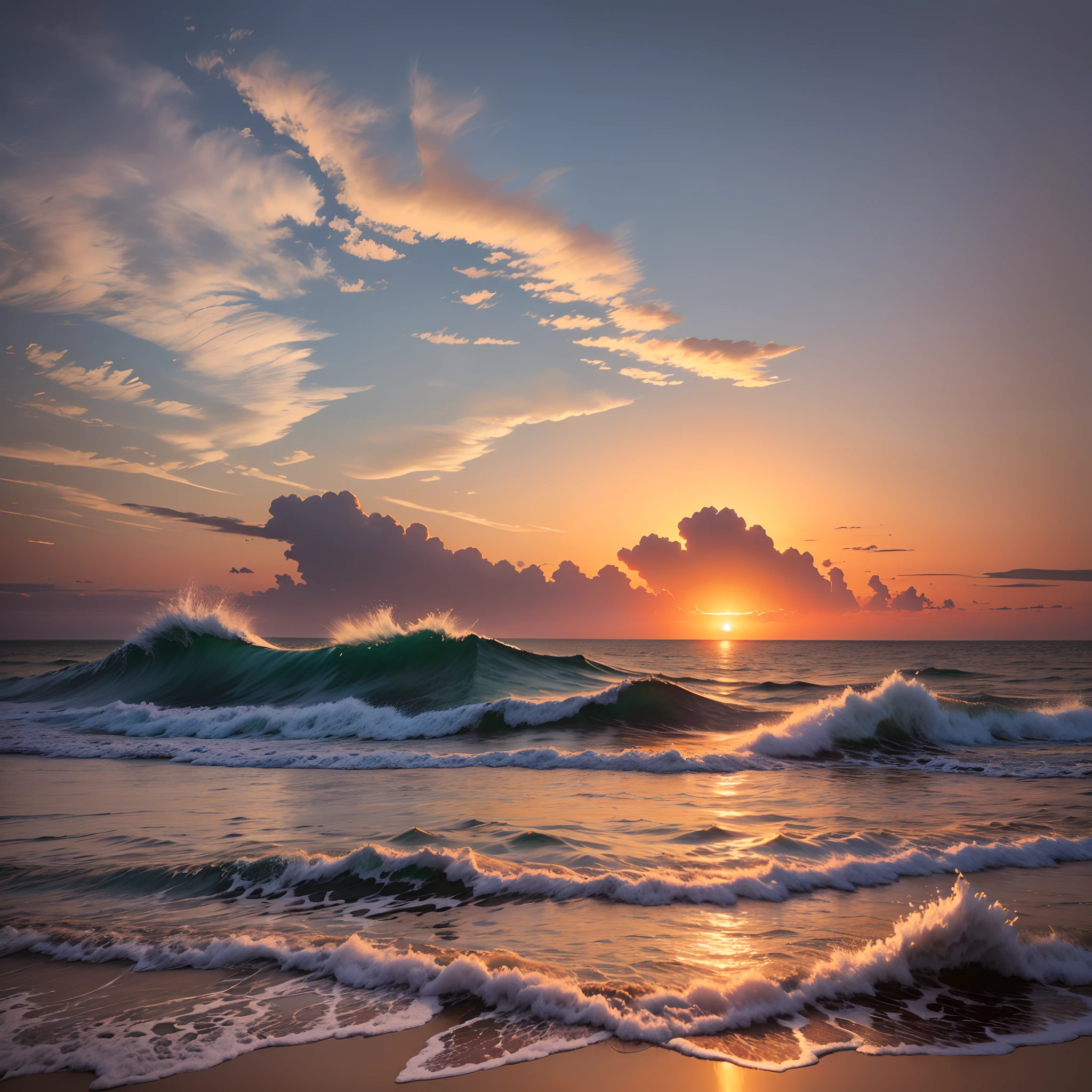 landscape of sunset in the ocean --auto --s2