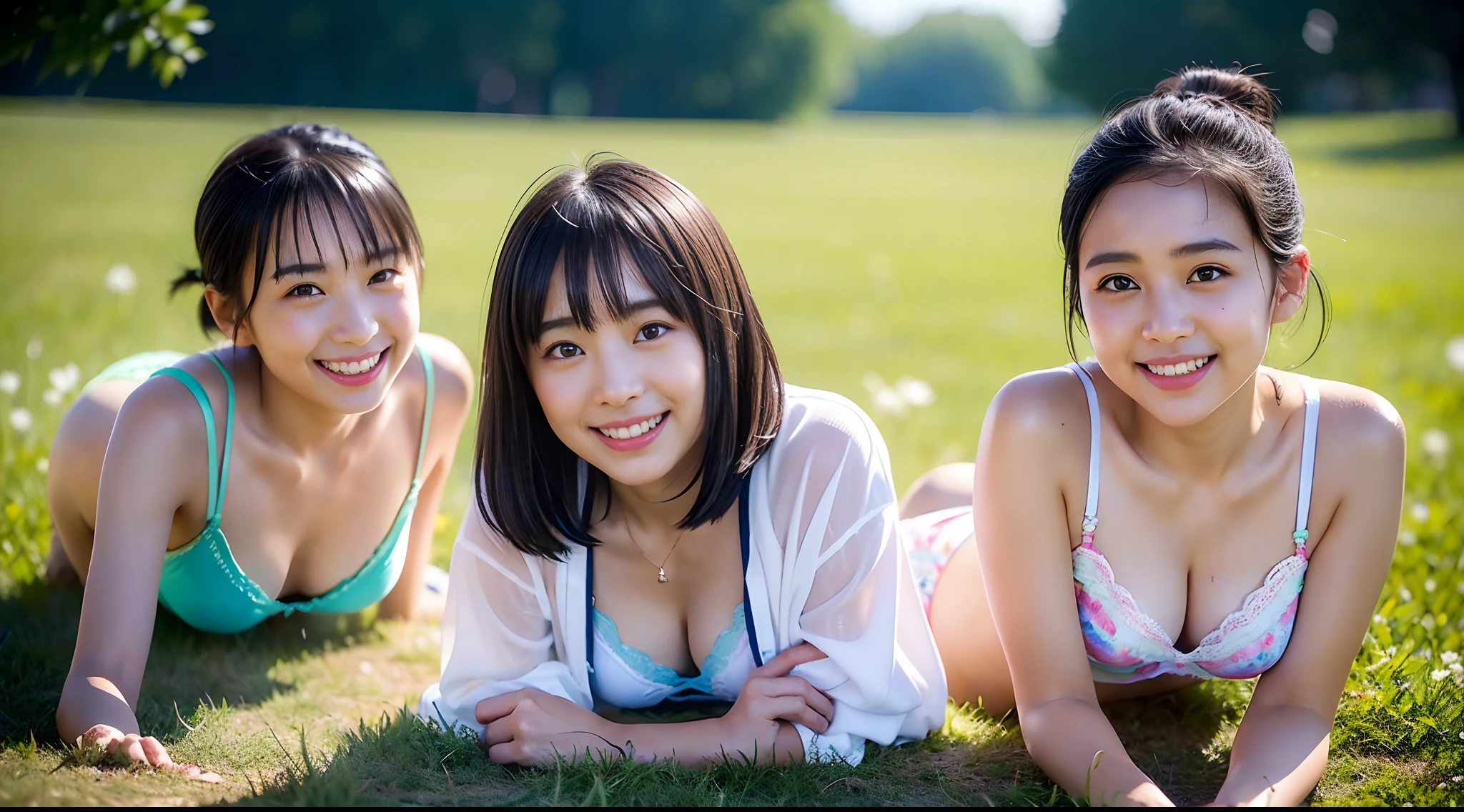 Neat and clean girl、1 girl in、One photo、(Underwear、Nipple bumps、16yo gundergarment、Outside the field、(Slimed)、Photorealsitic、detaileds, Skin Texture, ultra-detailliert、Beautiful feet、beauty legs、Beautiful cleavage、Super Detailed Face、Detailed lips、A detailed eye、二重まぶた、tiny chest、Emphasis on the chest、A smile、Very embarrassed look、bra very、pantyshot、The figure that seems to be able to see the panties、Underwear、The whole picture、Full body like、fully body photo、full body seen、Photos showing the whole body、Composition in which the whole body is visible