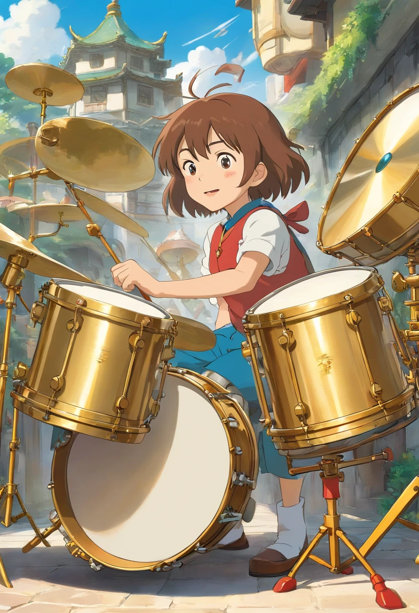 It's all brass drums and the background is white