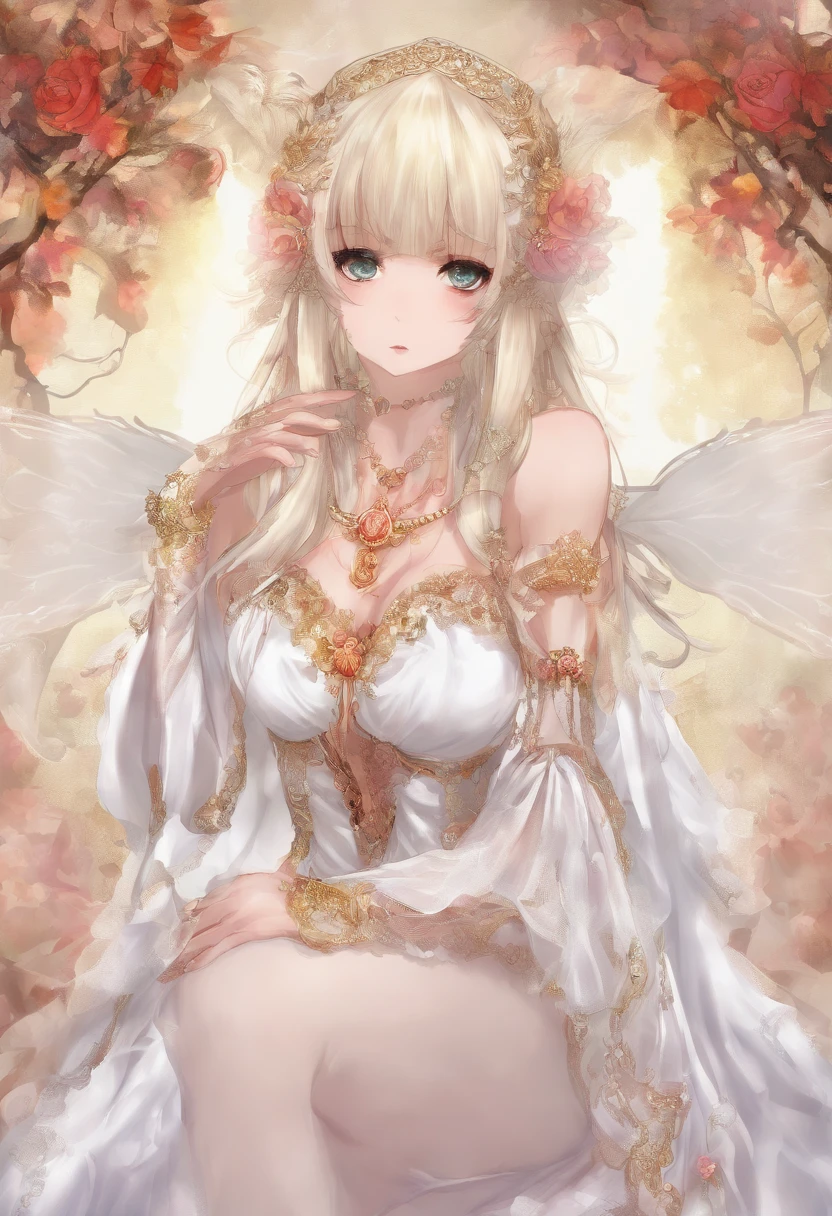 ragnarok online Take a walk alone in the rich nature Immaculate monastic vestments white glove 4 head body big eye Moist eyes Smile cheeks turn red embarrassed from A smile a blond Lower body naked Floral lace underwear Bold underwear Underwear with a small fabric area Large breasts small nipple Navel Ejection knee high socks garter ring Peeing