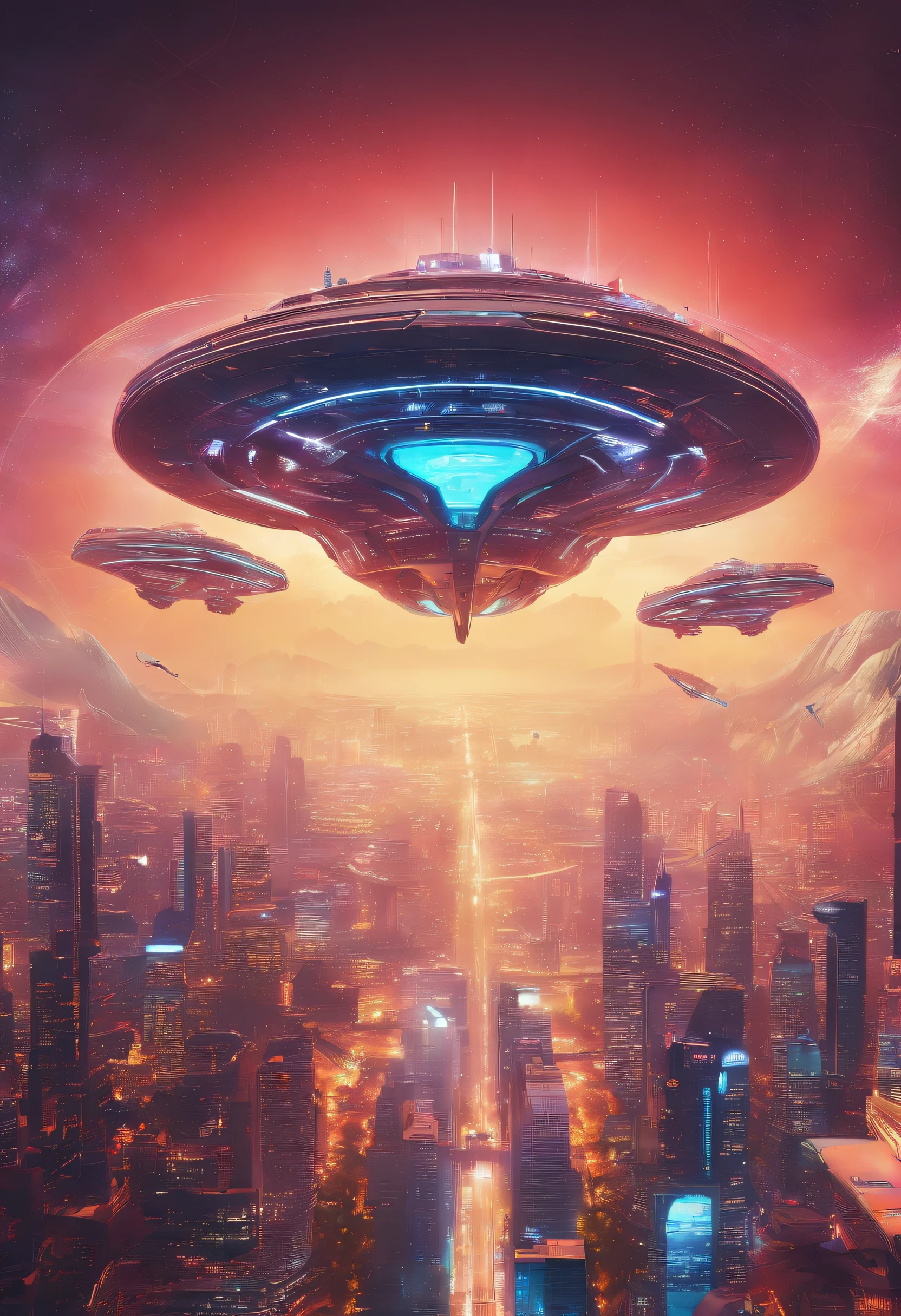 Futuristic city with futuristic train and futuristic buildings at night, Futuristic concept art, in other words、Futuristic city, in fantasy sci - fi city, Beautiful city of the future, futuristic utopian city, Concept Art 8K Resolution, Concept Art 8K Resolution, City of the Future, futuristic space port, concept art 8 k, Science Fiction Hollywood Concept Art