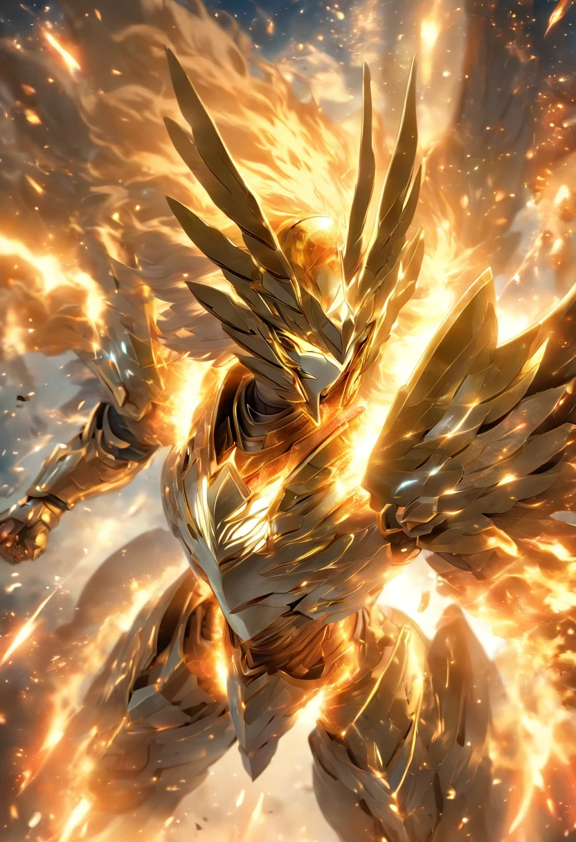 A warrior wearing Pegasus' silver delicate armor burns the small universe，Iron Horse Meteor，Burst out with amazing power, At the same time, Shoot forward the Pegasus meteor cluster at the speed of light，The scene is impressive