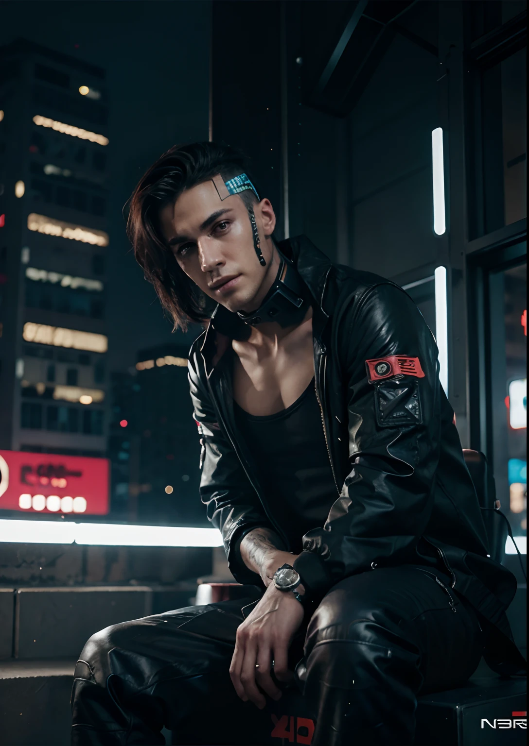 Change background cyberpunk handsome boy, realisticface,8k,ultra,