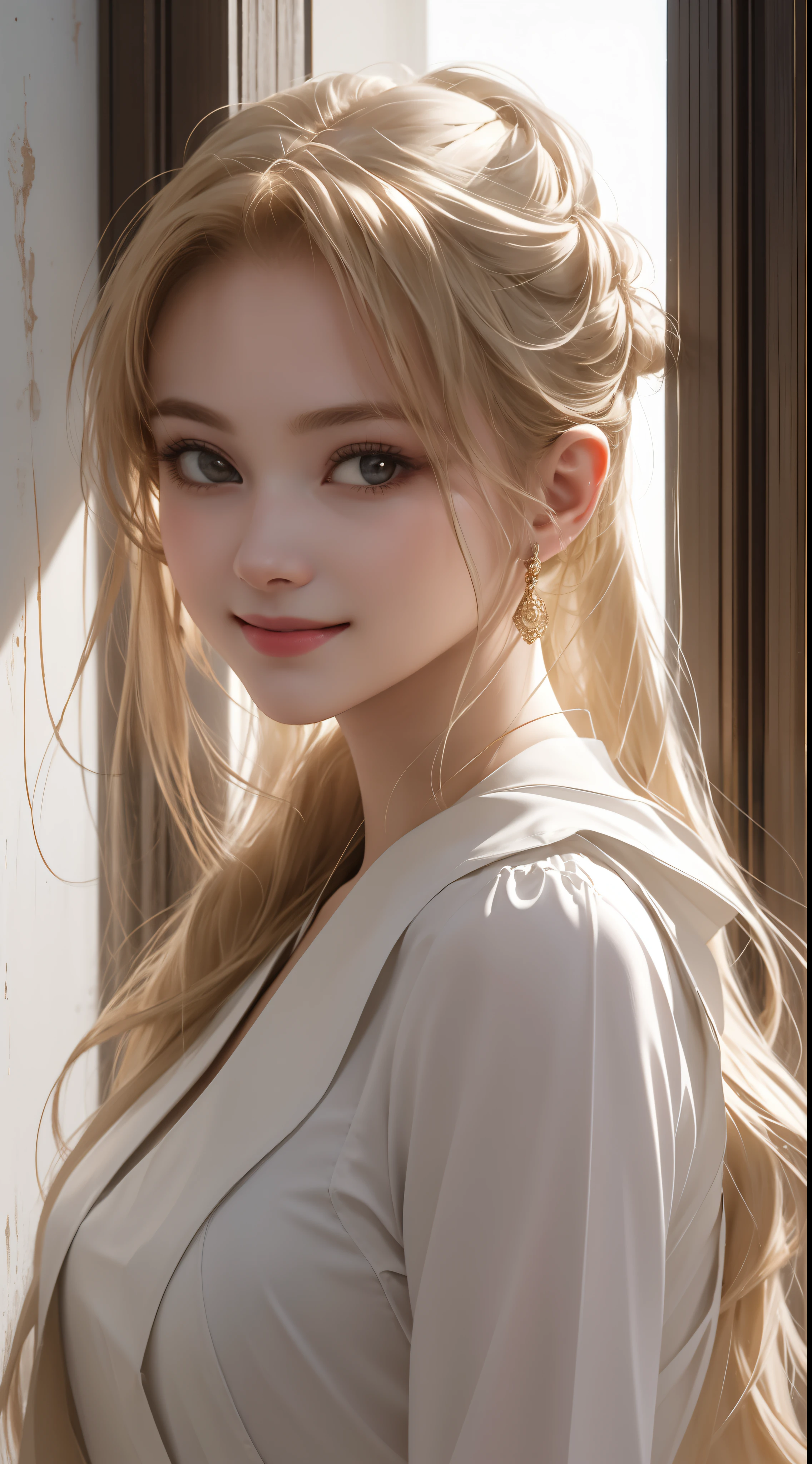 "Indulge your senses in the full-bodied beauty of a 20-year-old woman, smiling shyly with her mouth closed, depicted in breathtaking works of art. Each piece is a masterpiece of visual depiction. beautiful and unique, with many styles and variations that express the beauty of the human form. Vibrant colors and clear details are displayed in the highest image quality of 8k, making it a work of art come to life. Let depth of field add a sense of depth and dimension to each stunning composition."
