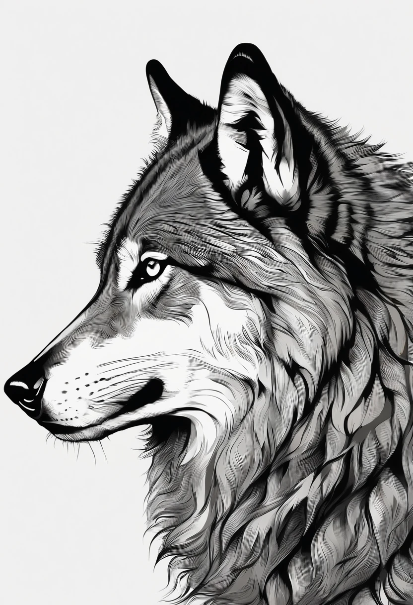 wolf vector black and white side profile