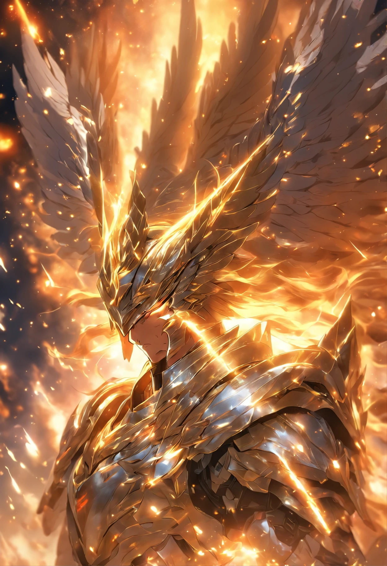A warrior wearing Pegasus' silver delicate armor burns the small universe,Iron Horse Meteor,Burst out with amazing power, At the same time, Shoot forward the Pegasus meteor cluster at the speed of light,The scene is impressive