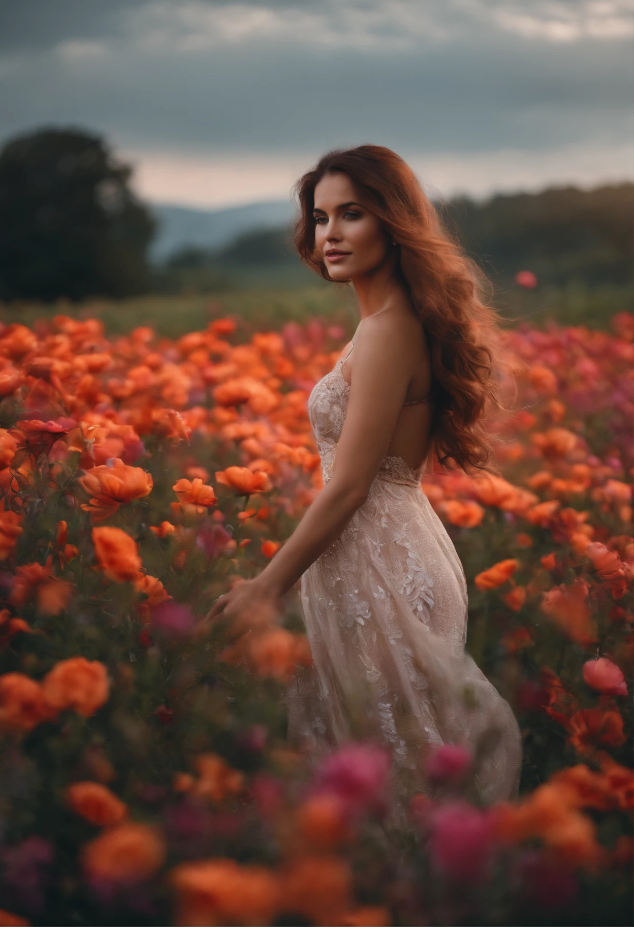 Create Woman in a Flower Field Video