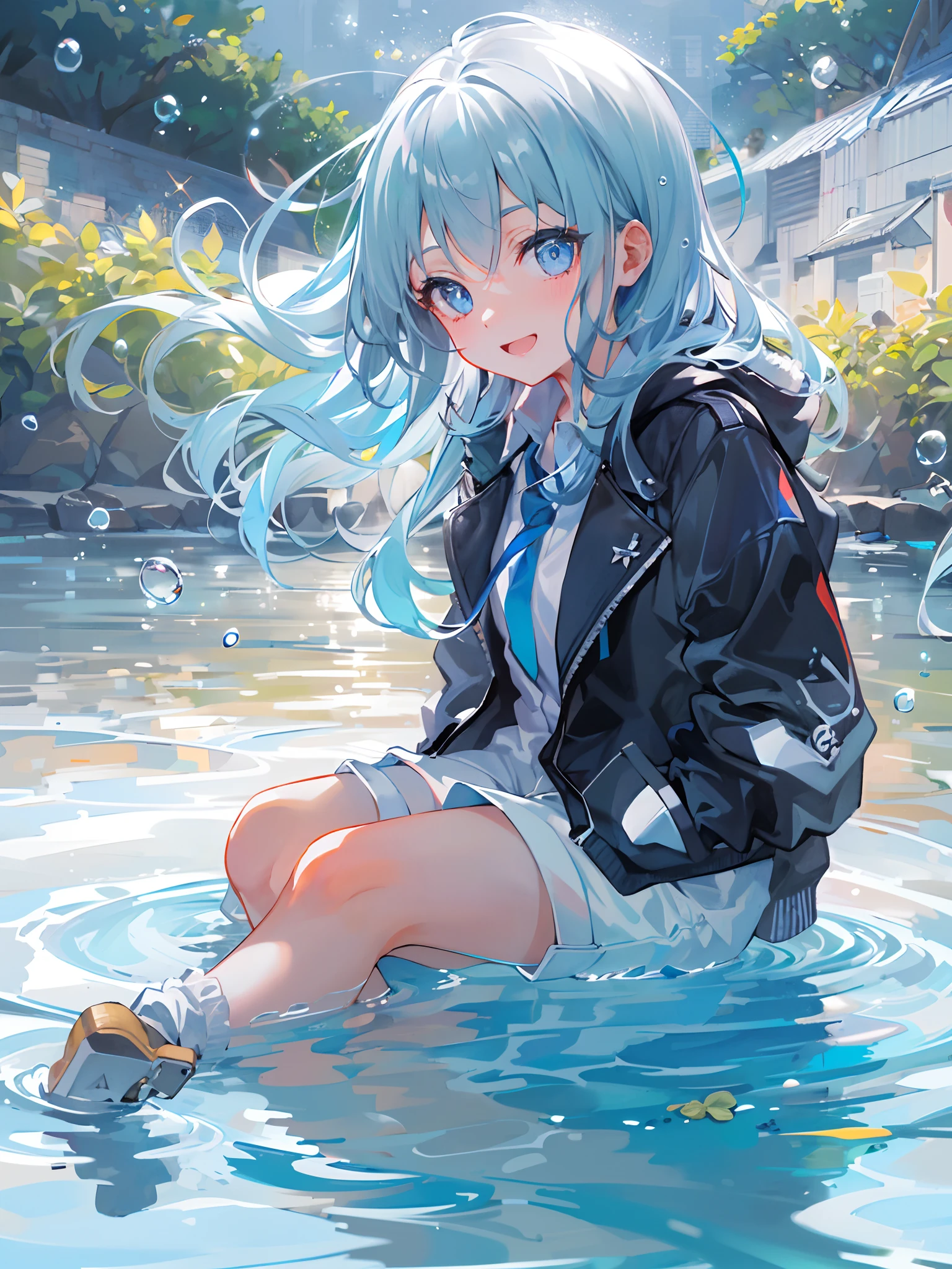Vanilla, Girl Slime, The body is blue, Transparent, Full-length,
