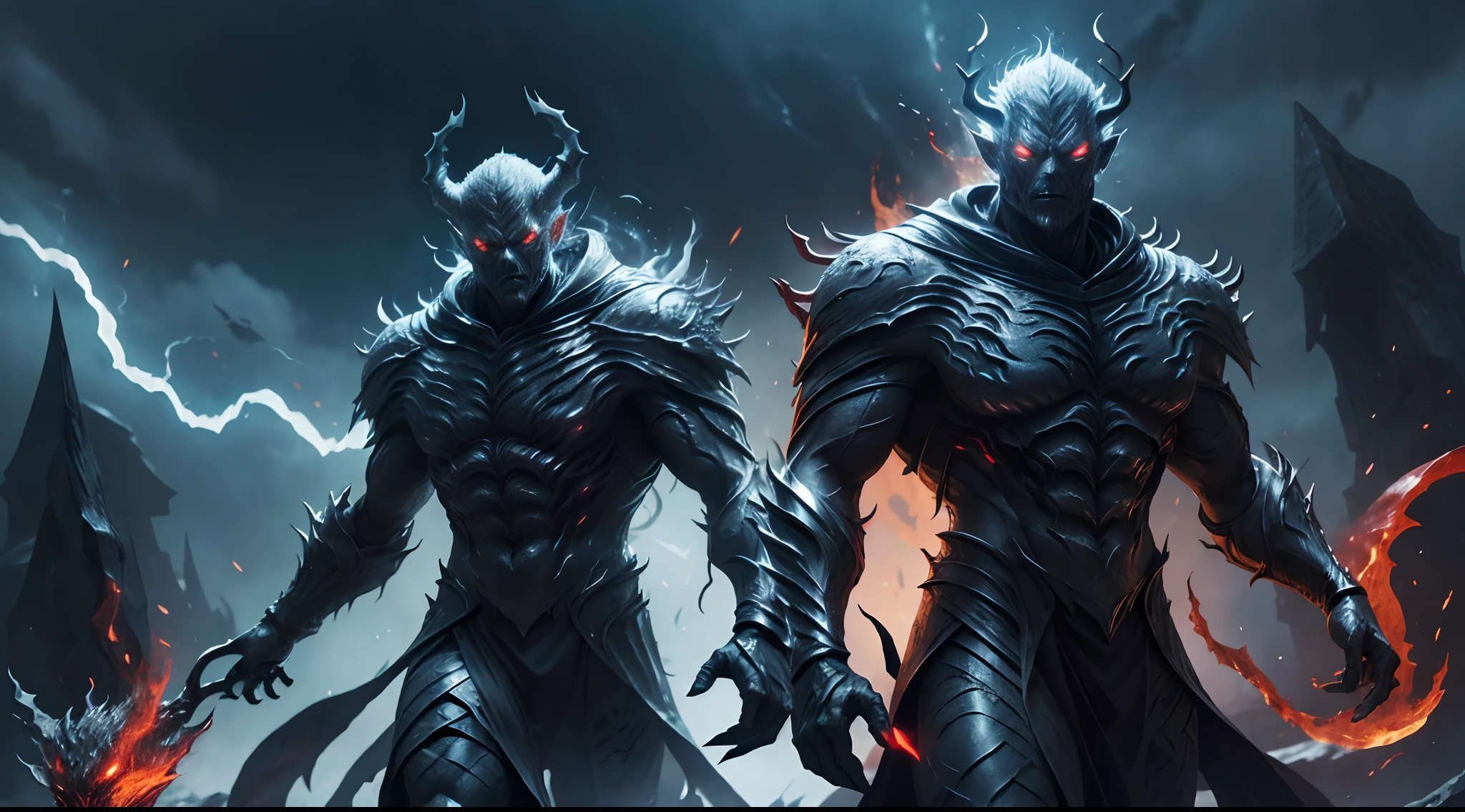 Full body shot of Garou with handsome face, red eyes, alduin, sharp glowing red eyes, darksiders art style, demon-inspired black flame reflecting armor, with his glowing red eyes becoming So alive with stunning detail and quality, a true work of art, crazy guts, black ancalagon.