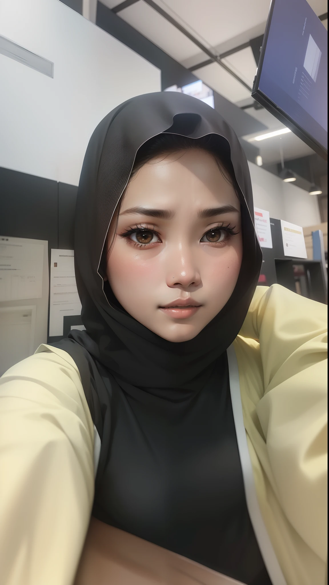 Kerudung hitam, baju kuning