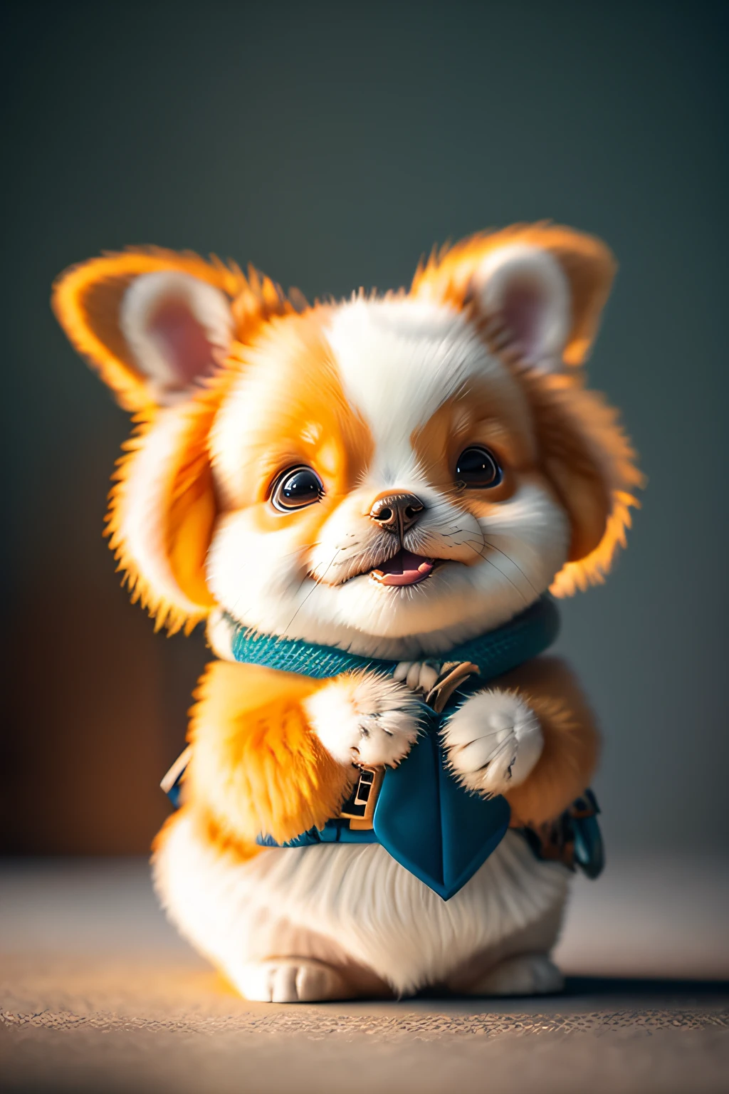 Dog, Orange, Chubby, Corgi, no_humans, Depth of Field, Disney Style, DARK_Glam, Dressed DRK_Glam, Deep Shadow, (Dark: 1.4), (8k, RAW Photo, Best Quality, Masterpiece: 1.2), Happy Expression