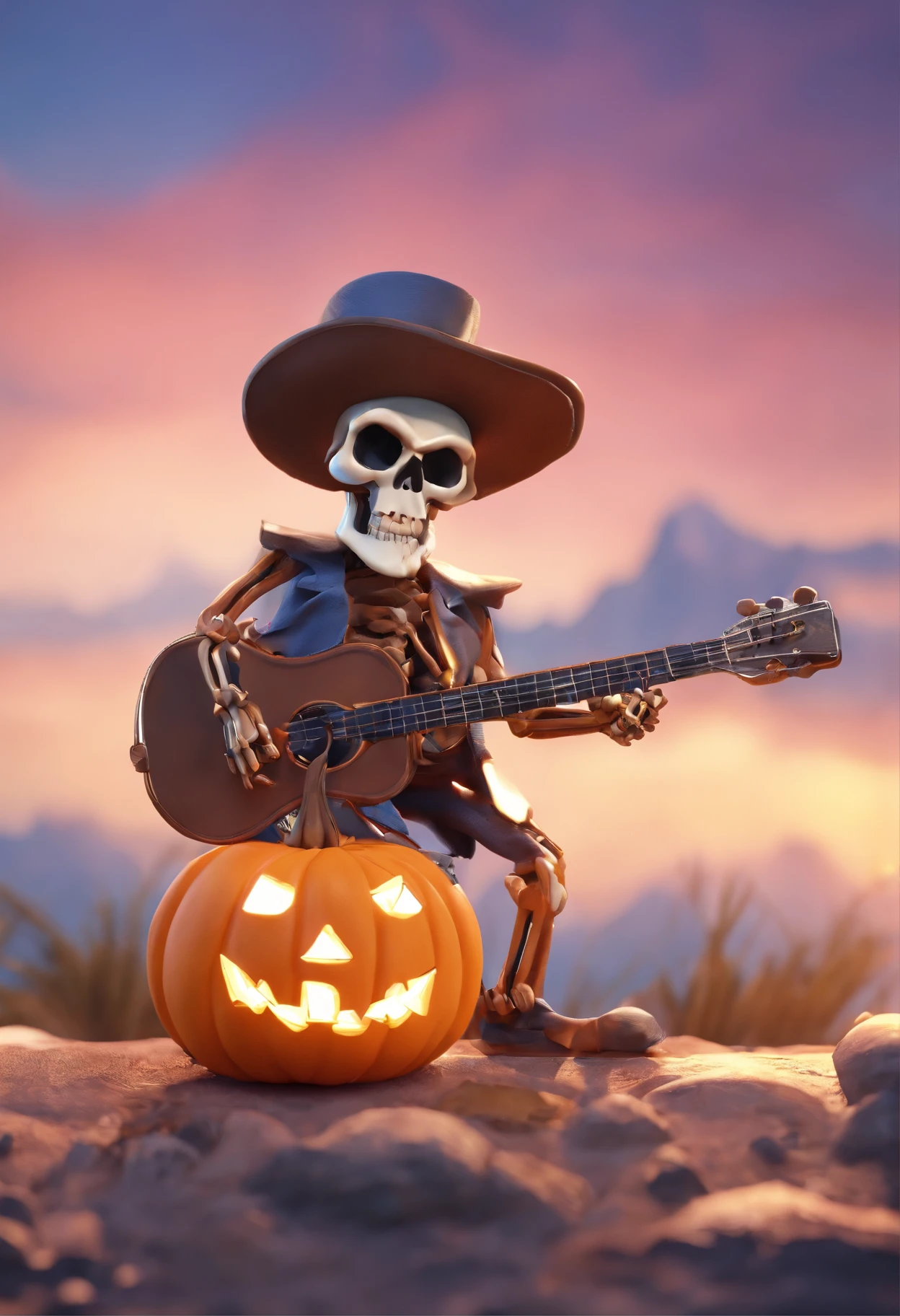Cute Skeleton, 8 k High Quality Detailed Art, 4k Highly Detailed Digital Art, Pumpkin, Cute 3 D Rendering, 8 K Highly Detailed Halloween Theme,character concept art,Game scene graph,a beautiful painting by William Eggleston,Frida Kahlo,Caricature,Whimsical Illustration,Rock Art,Exaggeration, Rollerwave,Cartoon,Anime,Kawaii,Manga,3D Printed,Featherwork,Resin,Caricature,Rock Art,Watermark,Caricature,Rock Art, --ar 3:4  --v 5.2 --style raw --uplight