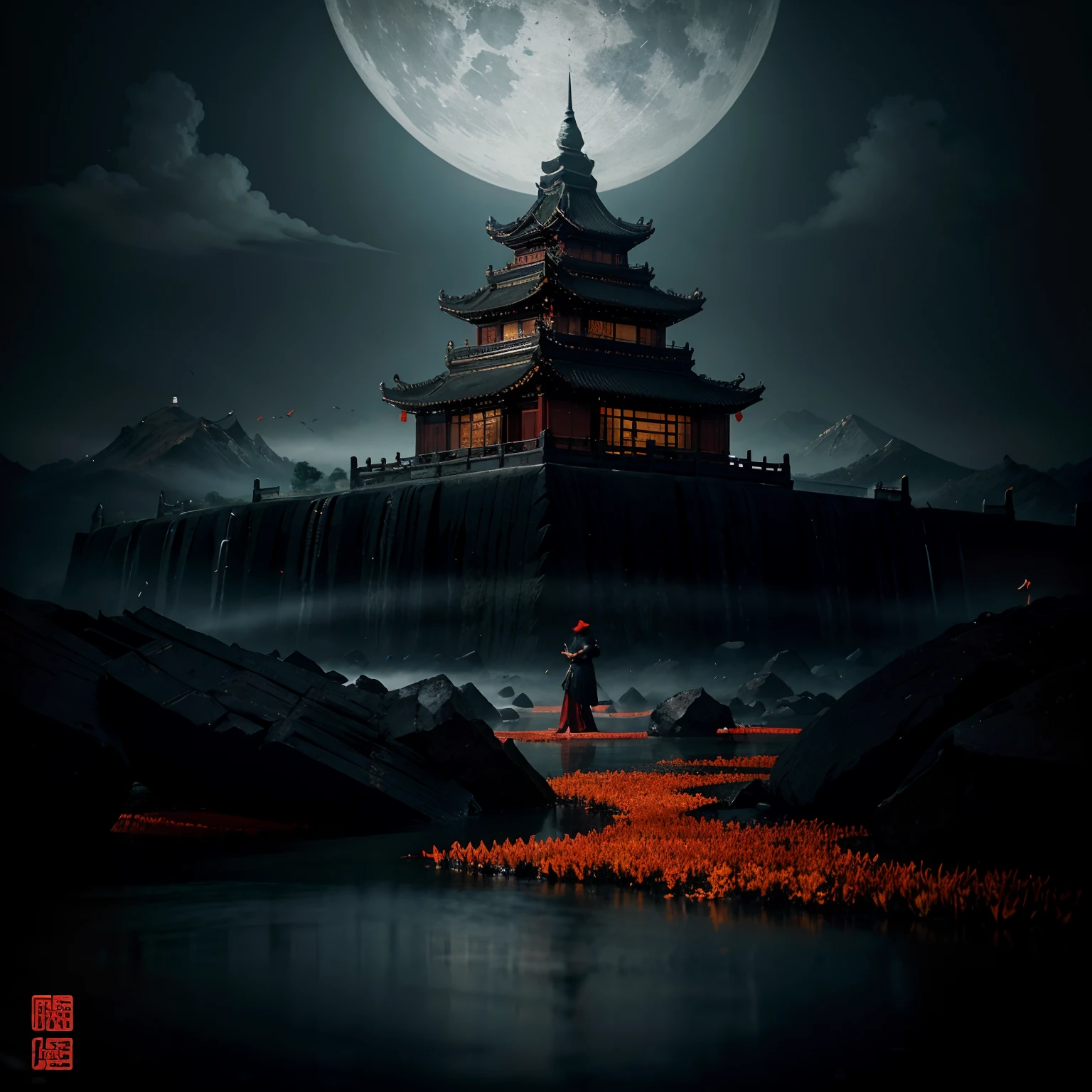 divergence, Hitch, landscape, tradition, Chinese ink, Ink rendering, Vintage, Dark, Retro, traditional, Chinese ink painting, Style, conceptual art, Black and red, Rembrandt, Light, bblurry, Dim, Moonlight, China-style,Underworld, Otherworldly visual style, Influenced by antiquity
Chinese art, Cinematic elegance, colorful animation stills, Vivid bird life, Sculptural costumes, 4K, Well designed - AR 44:19