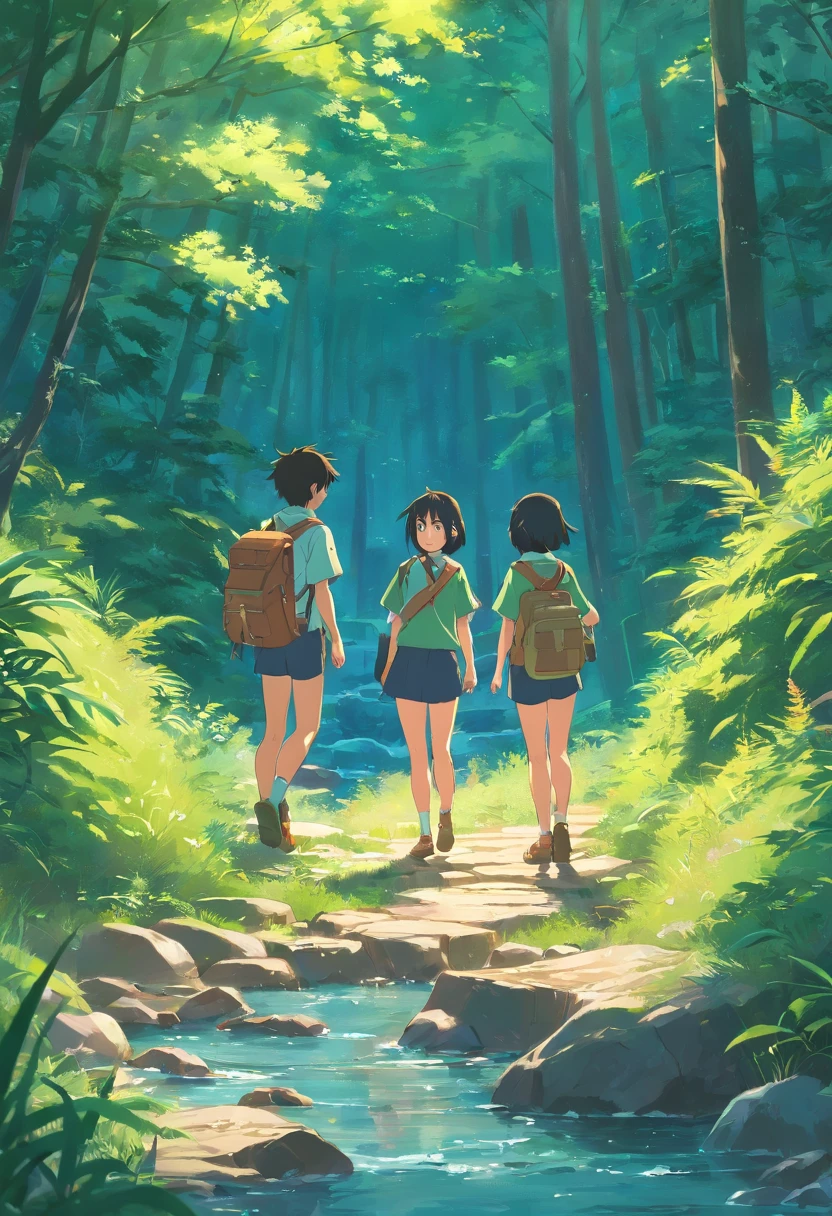 2 people Scouts always help each other in every situation when the other is in trouble, have a hut and a stream