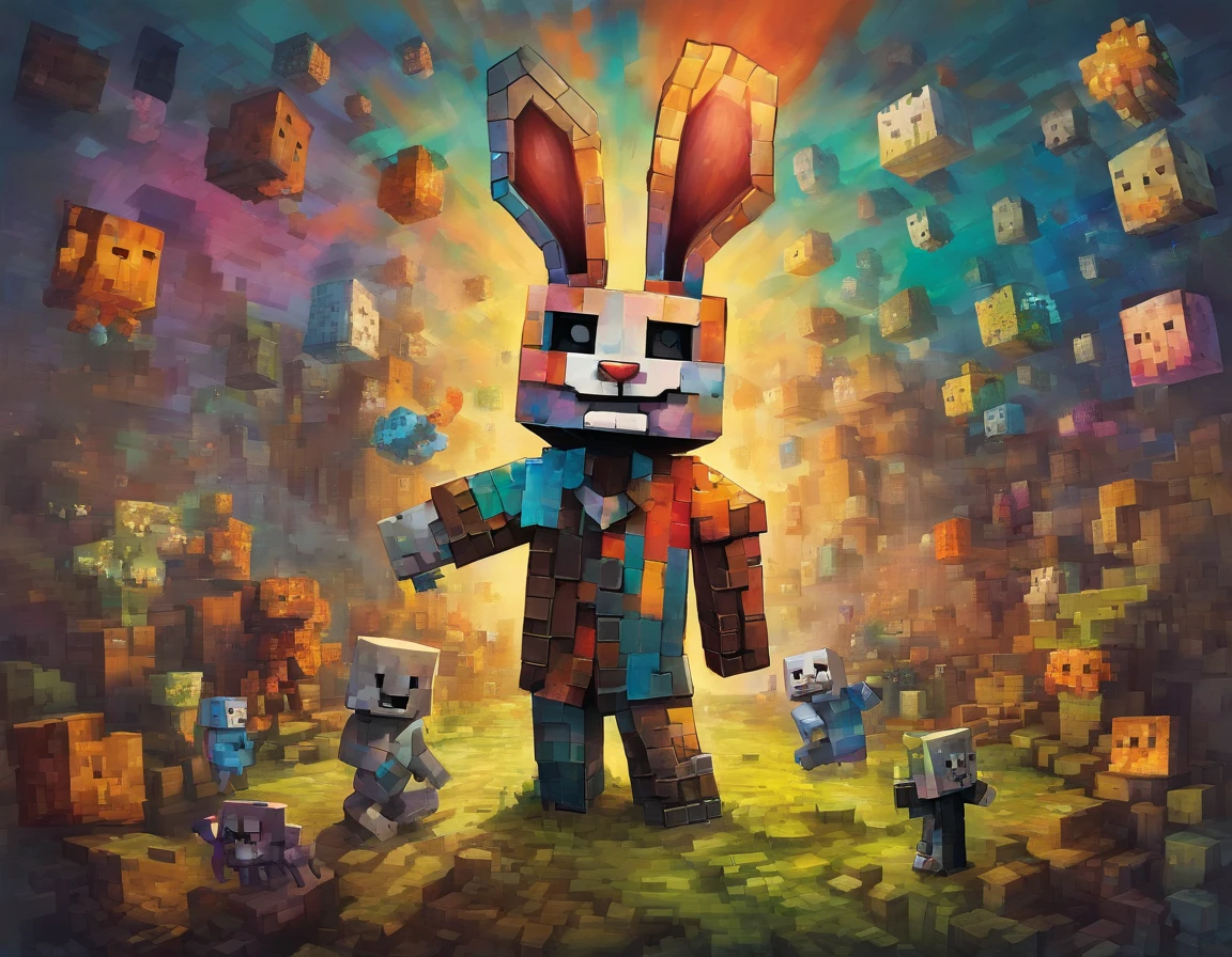 A humanoid rabbit who is laughing, art by [author：esao andrews]