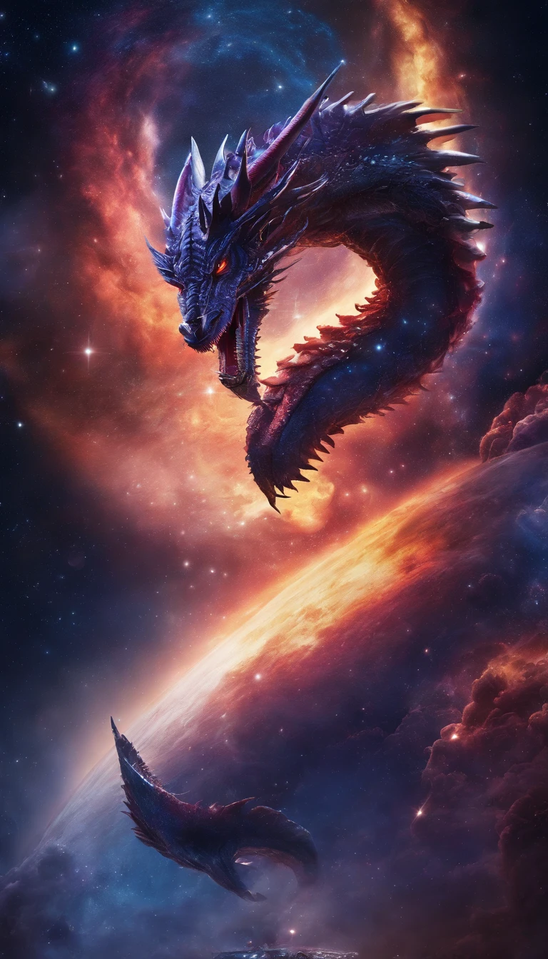 (best quality,4k,alta resolução,master part:1.2),extremamente detalhado,gigantesco,Western Dragon,black dragon,imensidade,Criaturas ferozes,aterrador,Escamas afiadas,cores vibrantes,atmosfera quente,tesouro,flying through the sky,overwhelming presence,envergadura majestosa,Olhar sinistro,Mythological creatures,mito