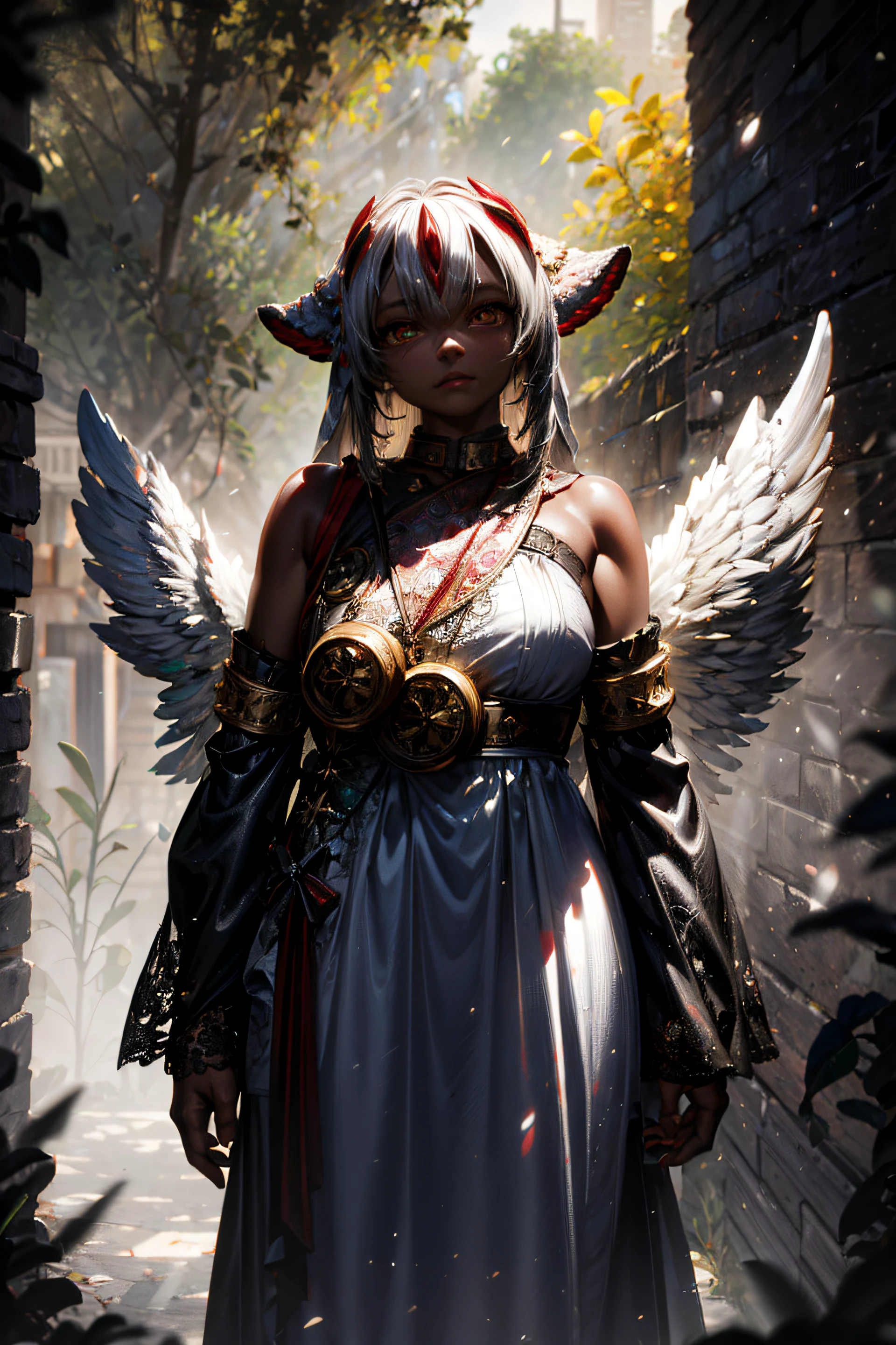 3dcreature cute eagle wearing thor armour or with detailed floral ornament, beak, 1boy, big eyes, chibi, Photorealistic, Hyperrealistic, Hyperdetailed, analog style, hip cocked, demure, low cut, black lace, detailed skin, matte skin, soft lighting, subsurface scattering, realistic, heavy shadow, masterpiece, best quality, ultra realistic, 8k, golden ratio, Intricate, High Detail, film photography, soft focus
