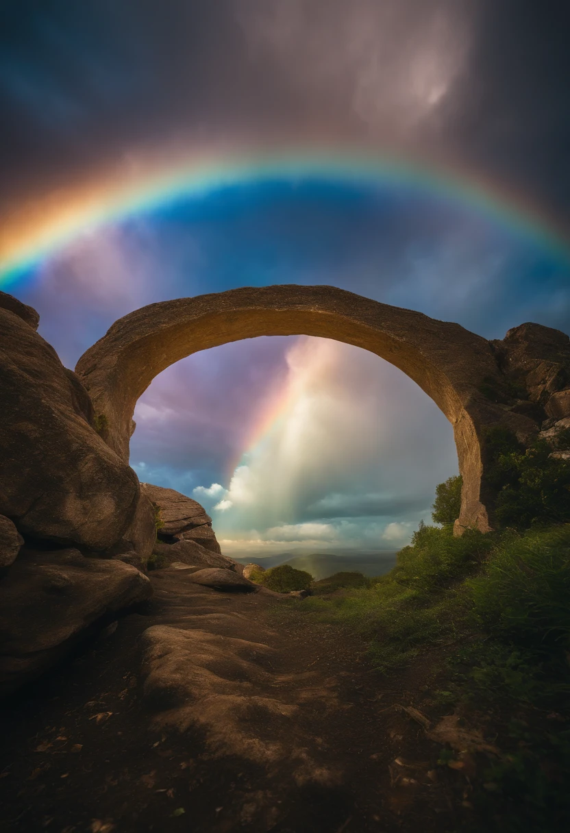 Close up of iridescent circle in the sky. The scene features a rainbow resembling air.、Full of iridescent clouds. This is such a colorful haven. Clouds are iridescent、Illuminated by the holy halo. The scene has、Also included are clear iridescent galaxies and stormy seas. I see a rainbow in the sky, Surrounded by synchrotron halos. The scene has、There are also ethereal rainbow nimbass and bright rainbow ninbus, As well as prism halo. A space that shines in rainbow colors, Illuminated by the light of heaven. This is、One of the most beautiful images ever created.
