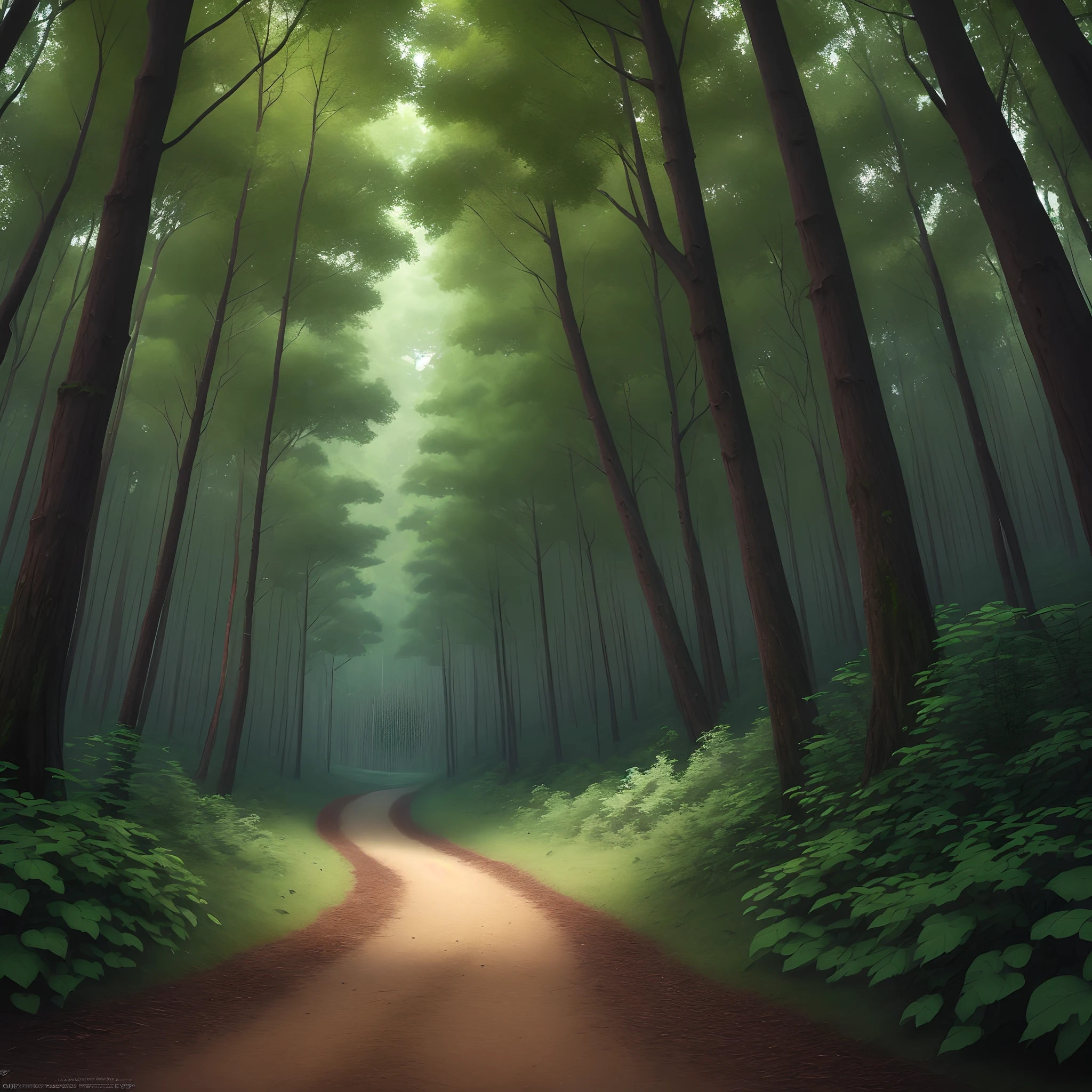 Dark, forest, path, psychedelic, animation, high detail .