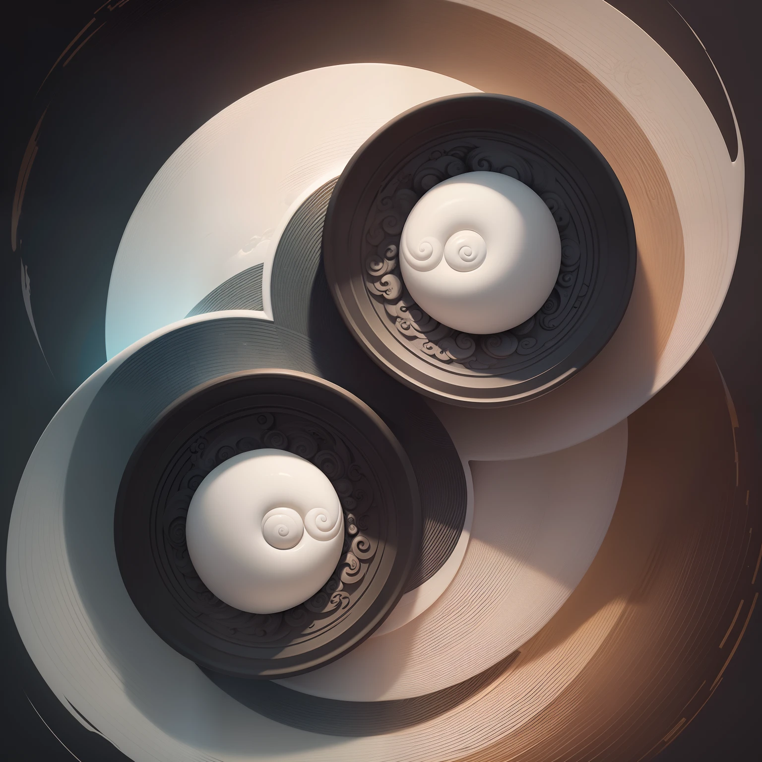 yin yang,great digital art with details, harmony of swirly clouds, Beautiful artwork, inspired by Wu Wei, Beautiful depiction