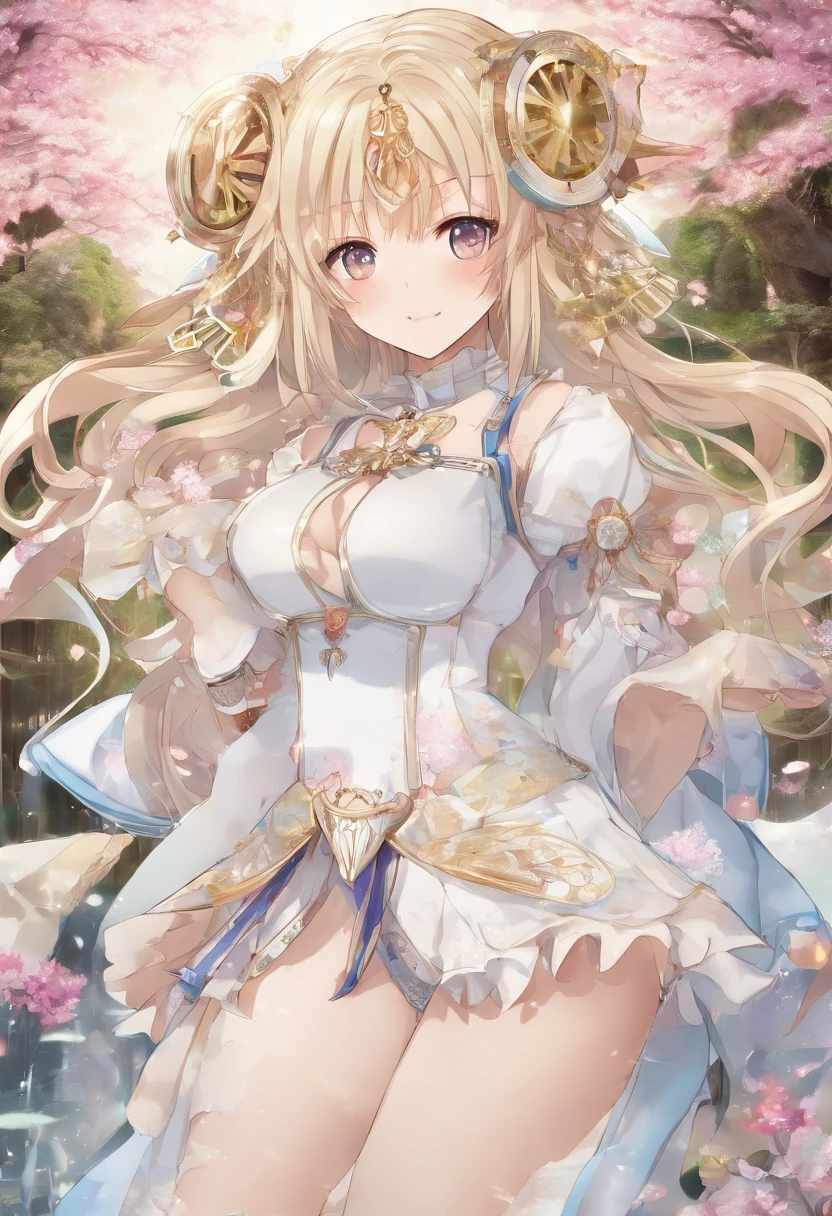 ragnarok online Take a walk alone in the rich nature Immaculate monastic vestments white glove 4 head body big eye Moist eyes Smile cheeks turn red embarrassed from A smile a blond Lower body naked Floral lace underwear Bold underwear Underwear with a small fabric area Large breasts small nipple Navel Ejection knee high socks garter ring Peeing