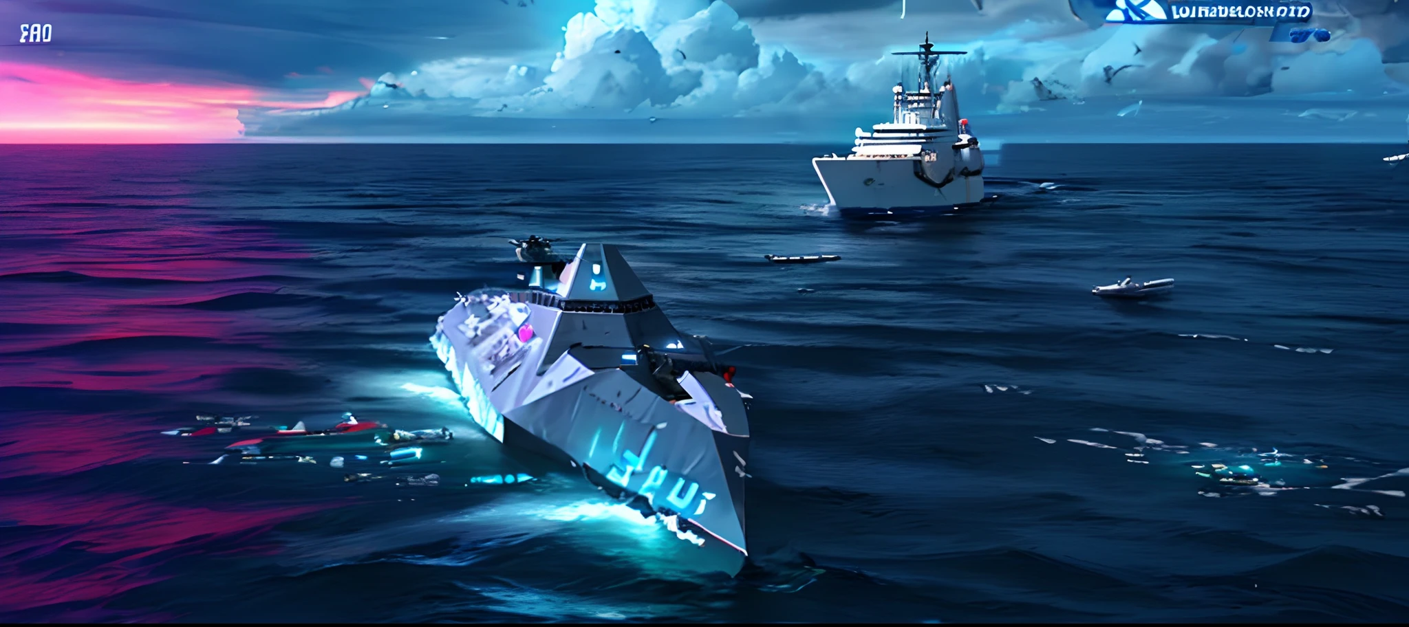 arafed navy ship in the middle of the ocean with a helicopter flying overhead, rendering of checkmate, sharp render, concept boat, lockheed concept art, rendering of the windigo, concept render, uav, military drone, ssao 8 k, by Jens Søndergaard, sulaco star destroyer drop ship, final render, 5th gen fighter
