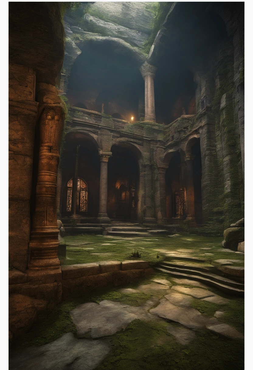 In the dungeon,Rough, Fine detail, eldritch, organic arquitecture, giant halls