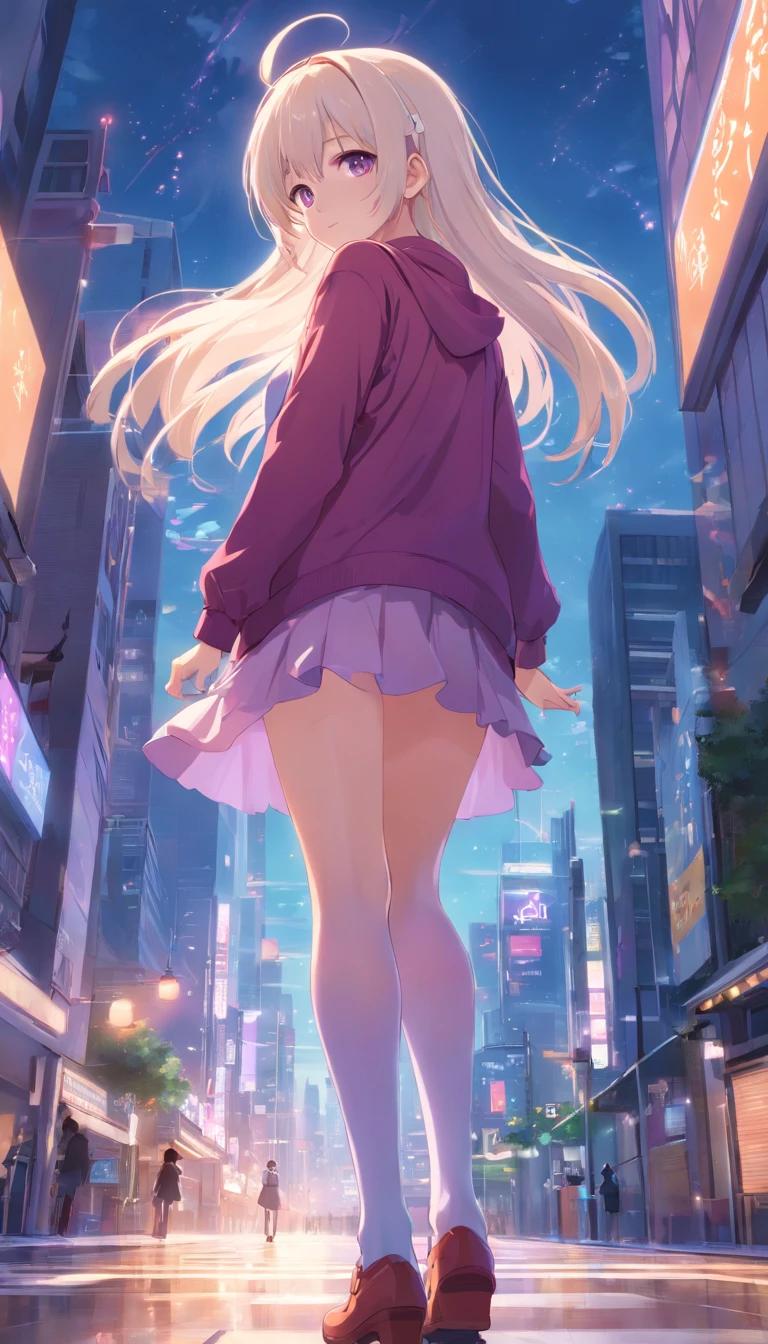 best qualtiy, tmasterpiece, 超高分辨率, realisticlying, 1 girl, long white hair,Heterochromic pupils,Long legs,Princess set,head looking up,cheerfulness,Purple stockings,chies,stately,wide angles