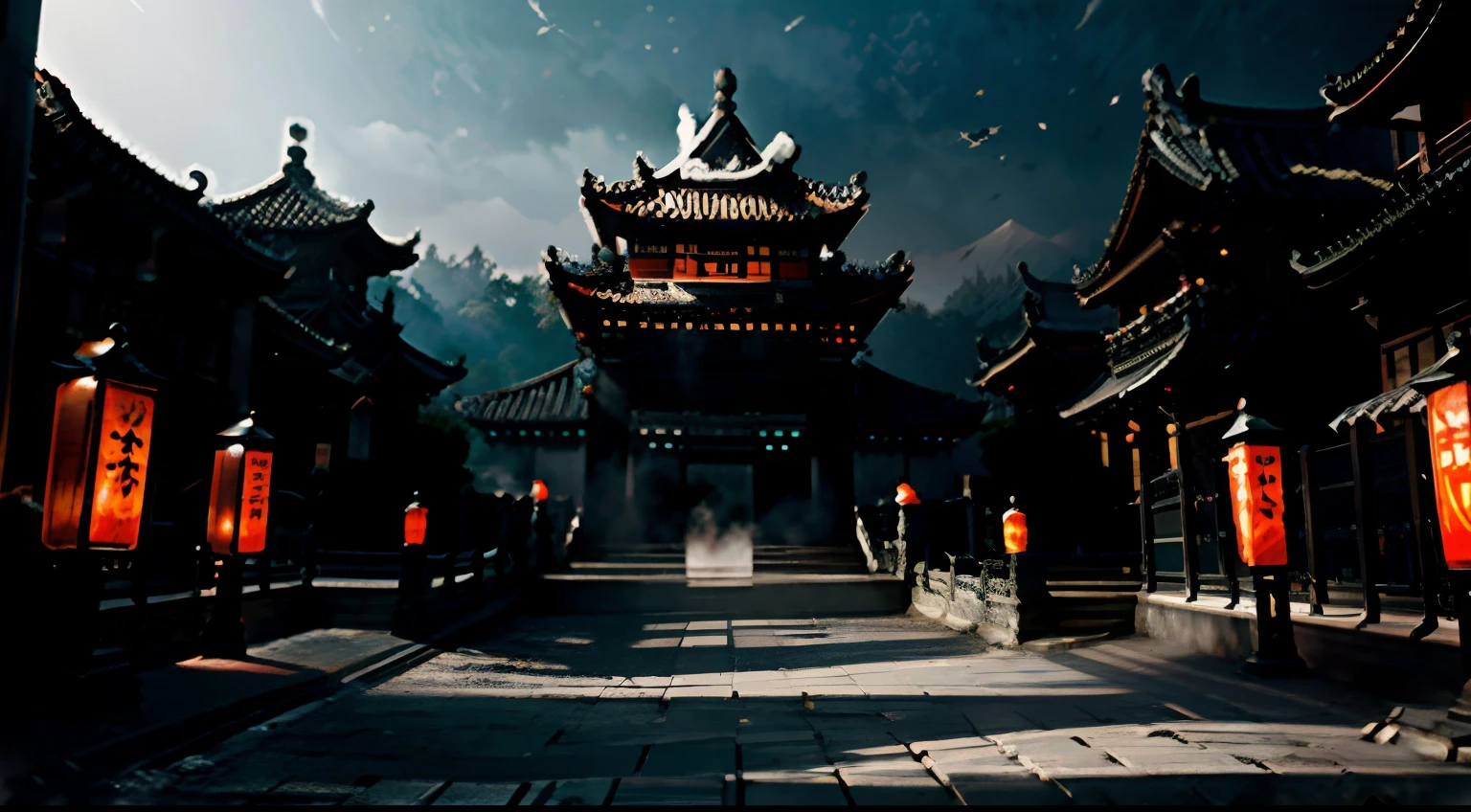 Best quality, Masterpiece, 超高分辨率, (photograph realistic:1.4), surrealism, Dream-like,fusionart, Chinese Drum Tower，Front view of ancient buildings，Combined with futuristic cities，Technological，Innovative