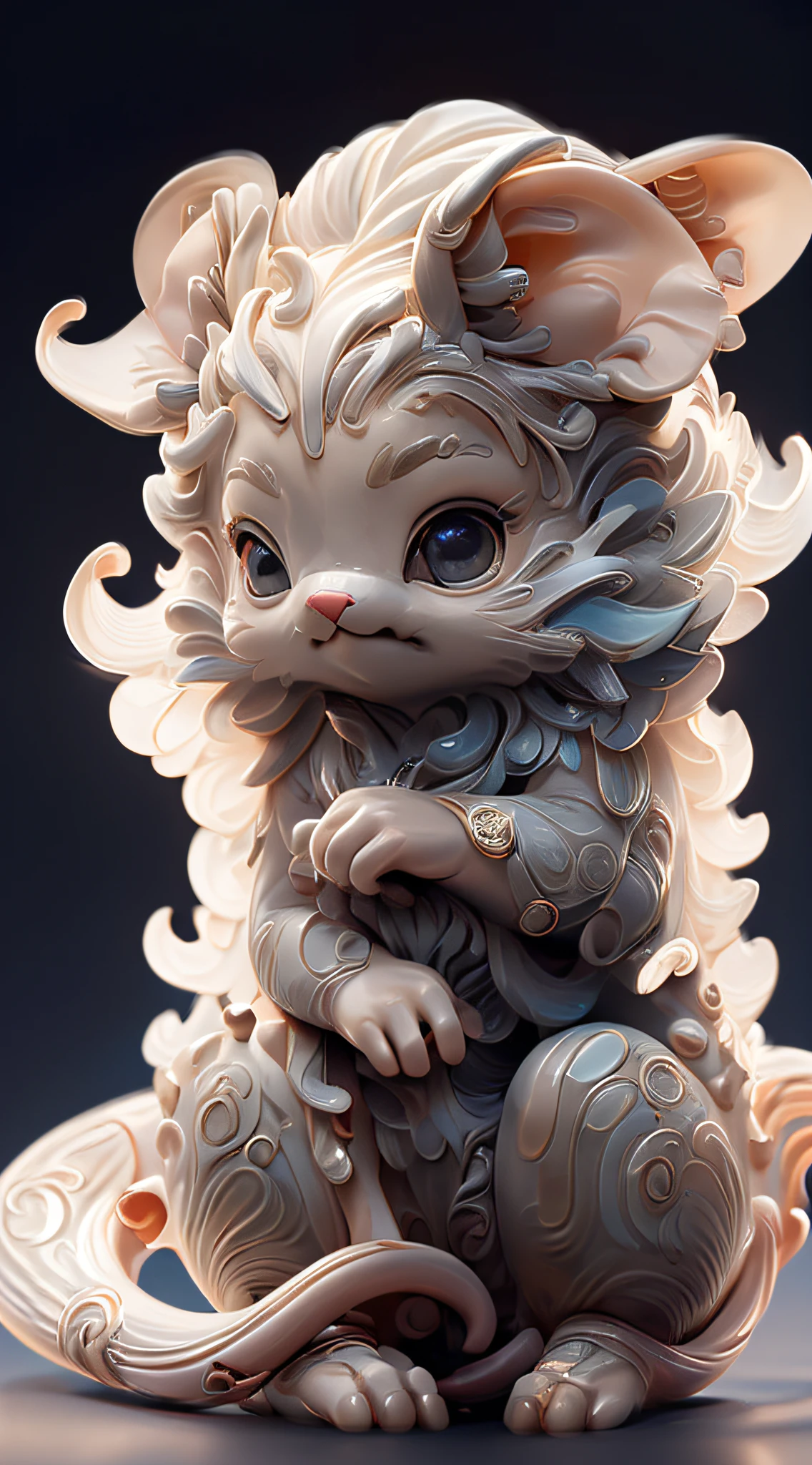 The shape of a mouse,The background is clean,Dreamy colors,Transparent statue,florals,Big eyes,Black,Eyes are clear,tmasterpiece,(best qualtiy:1.3),A mouse