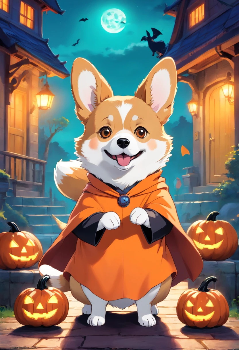 Corgi in Halloween costume