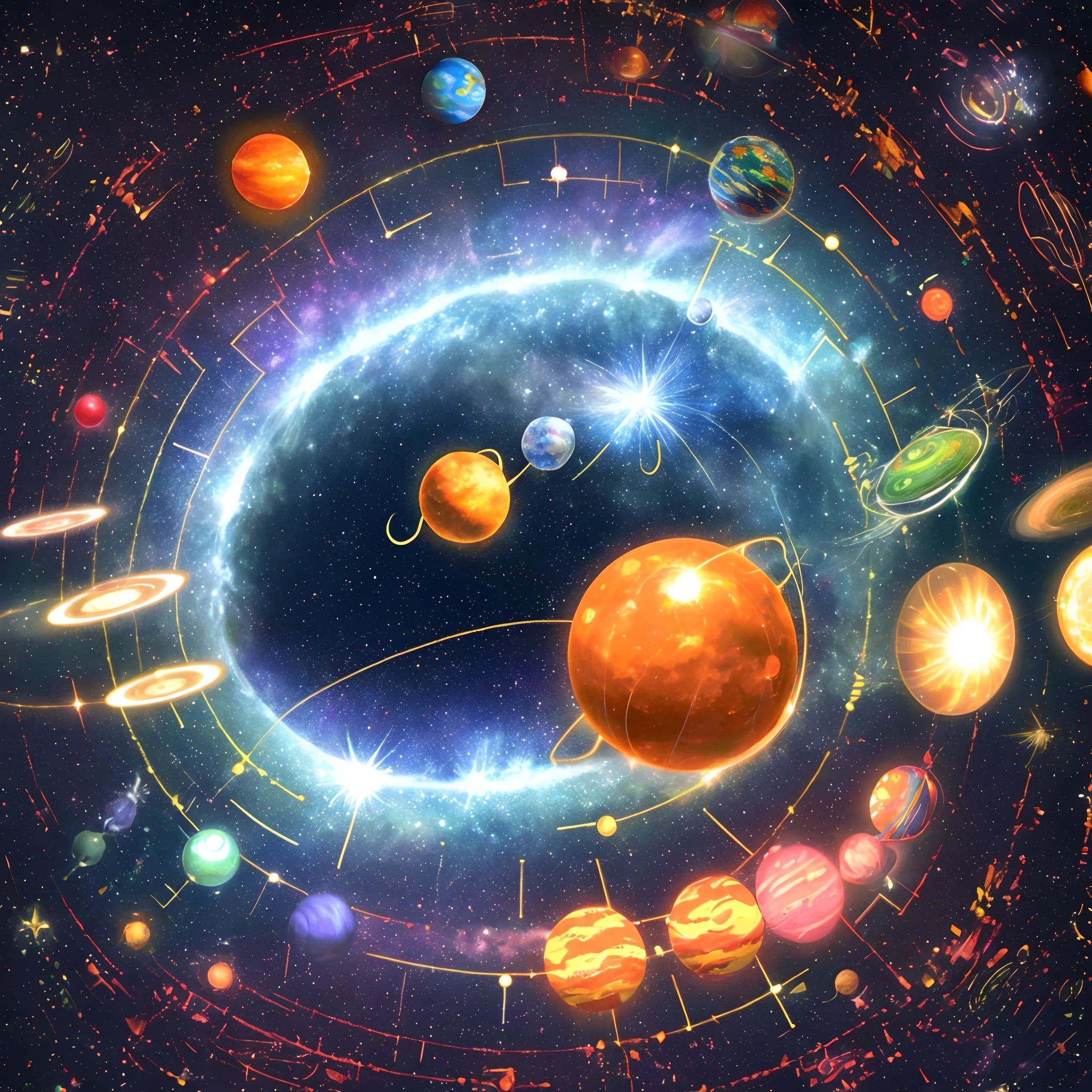 Animation solar system , psychedelic