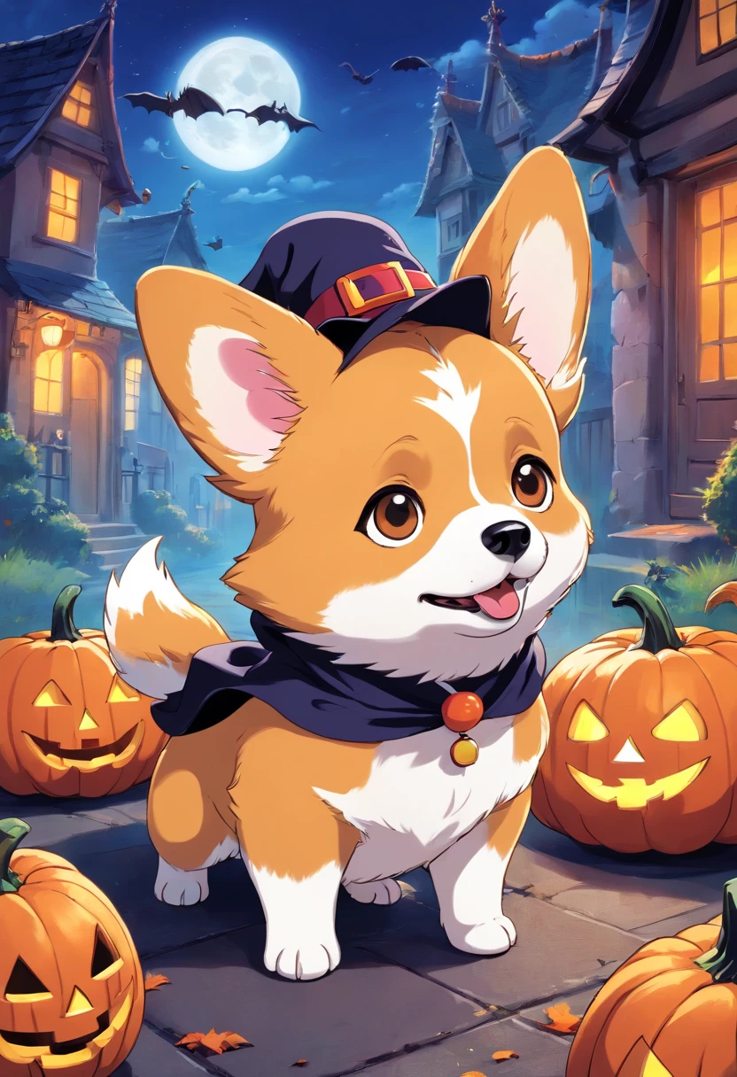 Corgi in Halloween costume