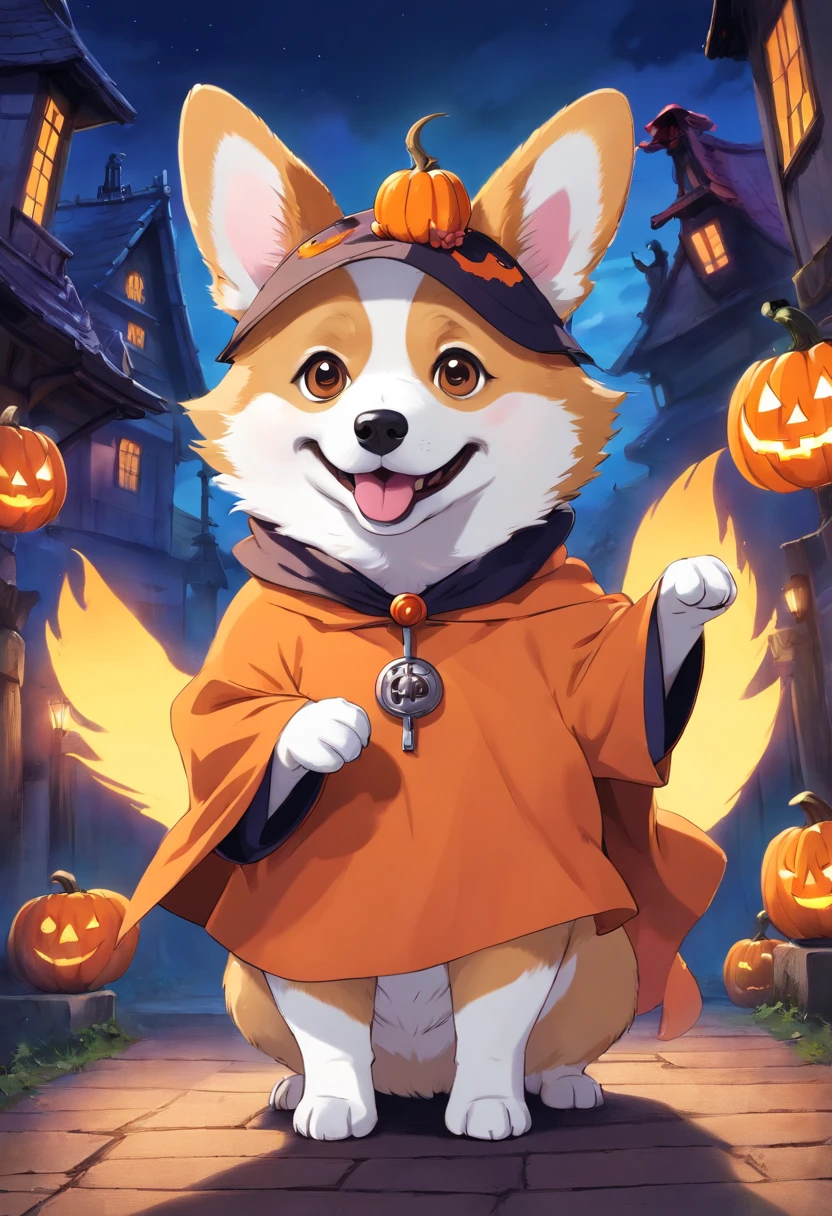 Corgi in Halloween costume