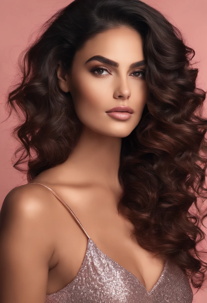 Mulher loira com cabelo longo vestindo uma jaqueta preta e um fundo rosa, morena com cabelos loiros tingidos, olhando para o lado, longos cabelos loiros e olhos grandes, inspired by Károly Lotz, imagem de perfil, cabelo liso sedoso perfeito, arrebatando ombre cabelo loiro, penteado liso, longos cabelos loiros lisos, com longos cabelos loiros, Foto de perfil, foto de perfil profissional, sorrindo