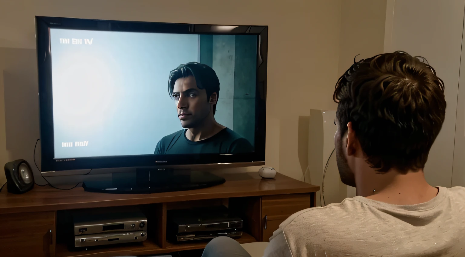 homem assistindo tv preocupado