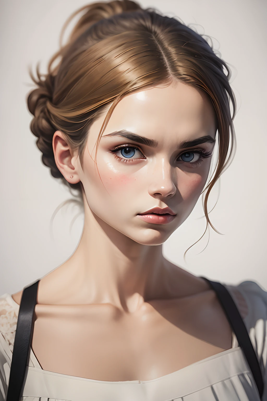 Head painting by philosopher Nietzsche, Side Body,Friedrich Wilhelm Nietzsche,classic painting, Pop art, Vintage, symetry,Leave white space,Appropriate watercolor art style,Surreal style,(Photography Award),(8K分辨率),(Unreal 5),(A masterpiece of art),photorealestic,realisticlying