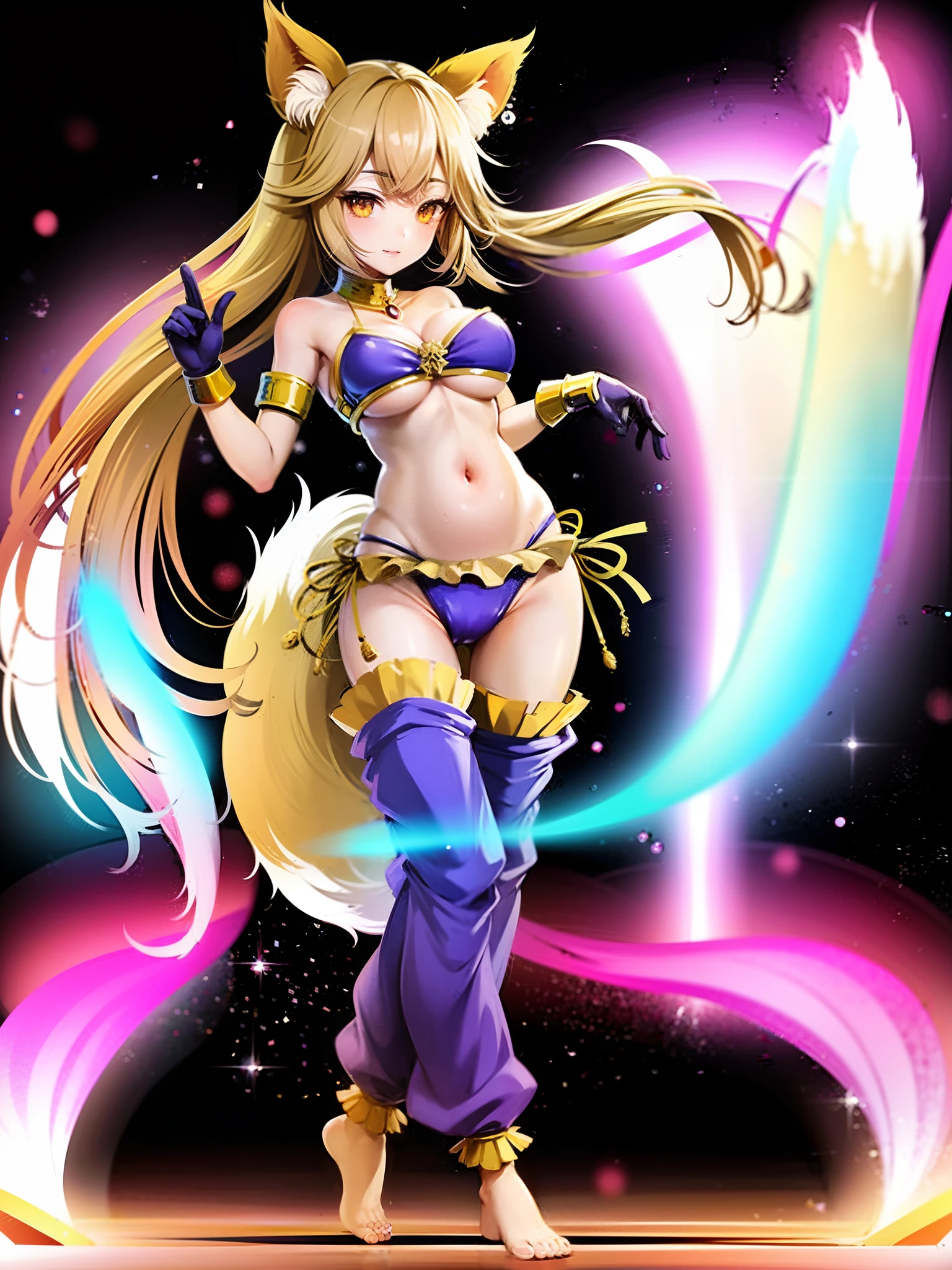 um close up de uma mulher em um traje com um rabo de gato, deusa anime, knights of zodiac girl, Holo is a fox girl, Serafim Ahri KDA, holo se uma raposa, meninanegro, Mago Celestial Lindo, Angewoman Glamorosa Digimon, arte peluda muito bonita, Krystal, da Raposa Estelar, raposa nobushi