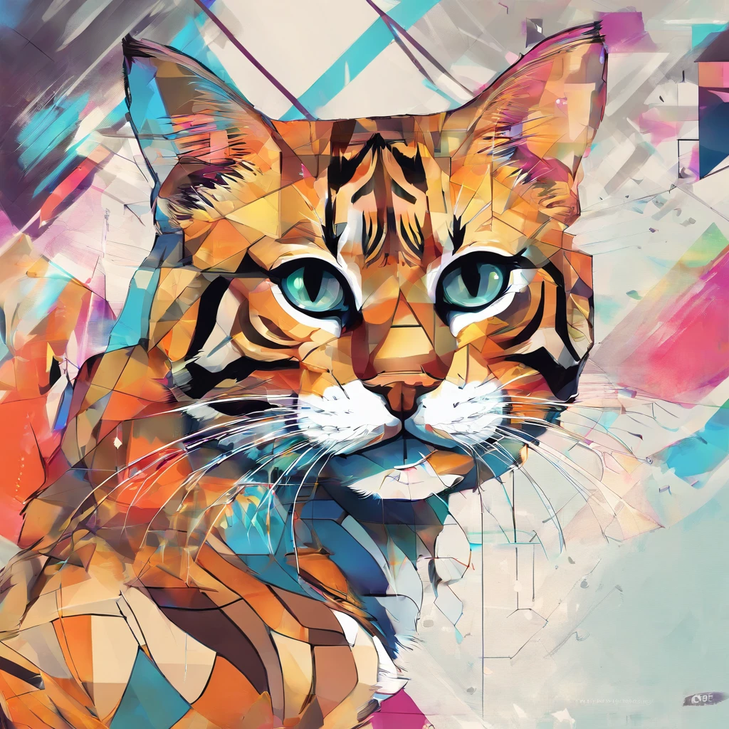 (Gato Bengal),(melhor pose),(best angle), (better expression), Eduardo Kobra acolchoamento ,multidimensional geometric wall PORTRAIT, arte, Chibi,Yang08k, lindo, Colouring,