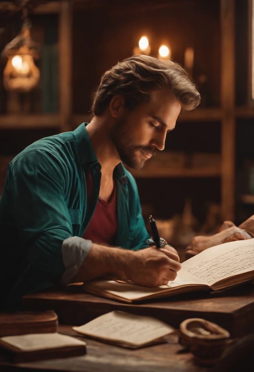 man writing