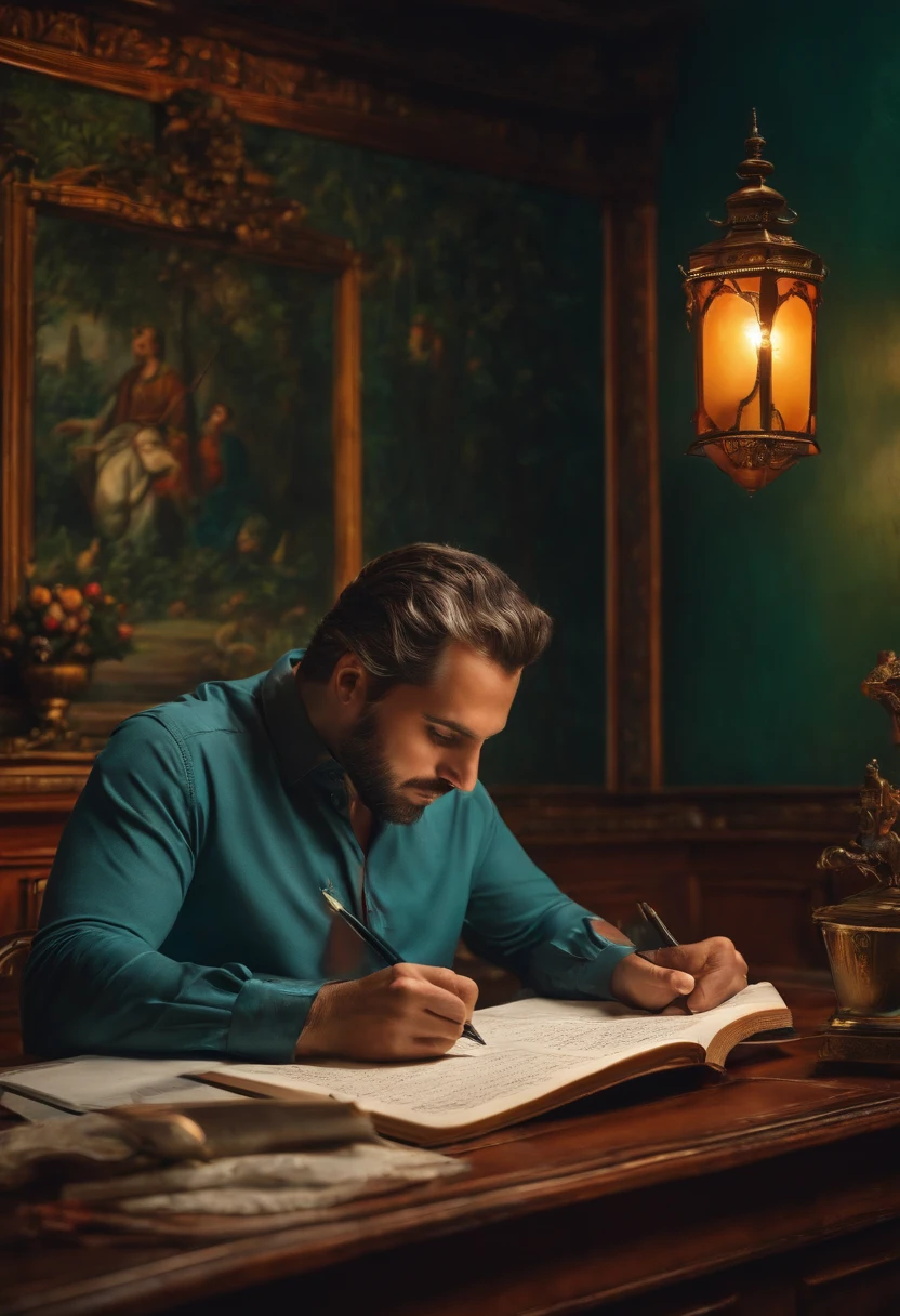 man writing