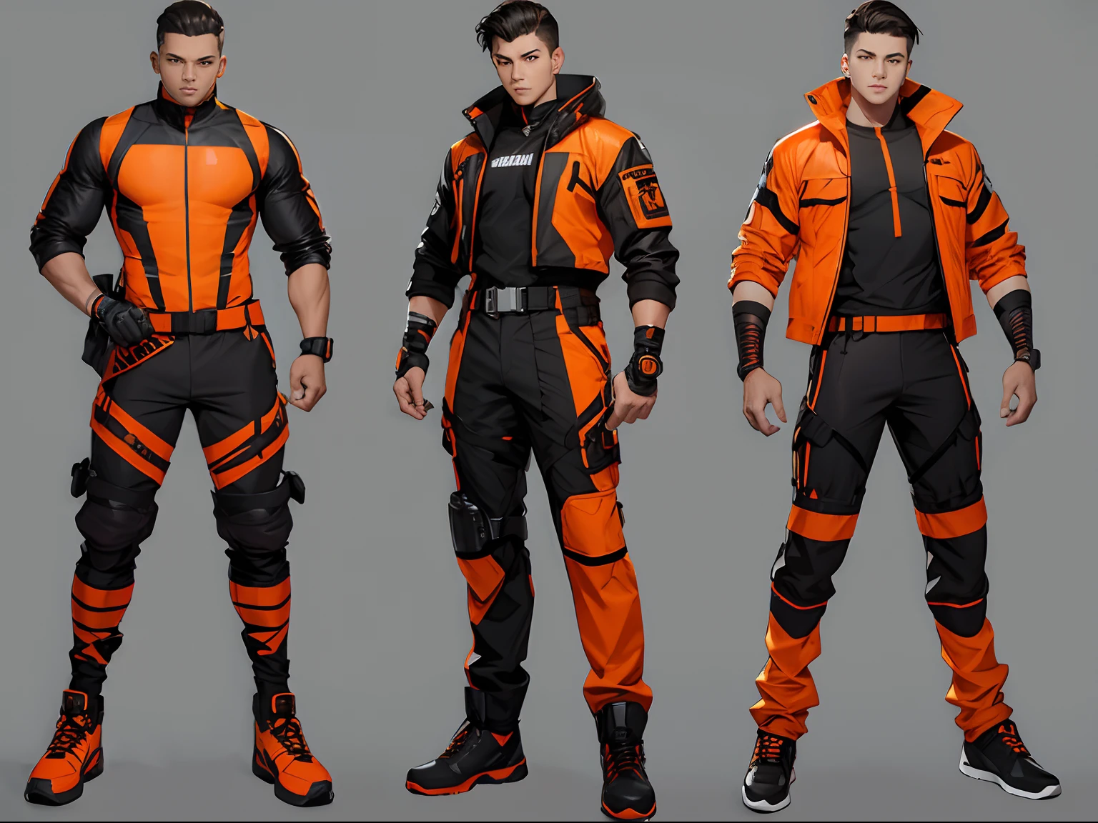 Tactical Fashion　orange and black　Men's Fashion　battle garments　No cape