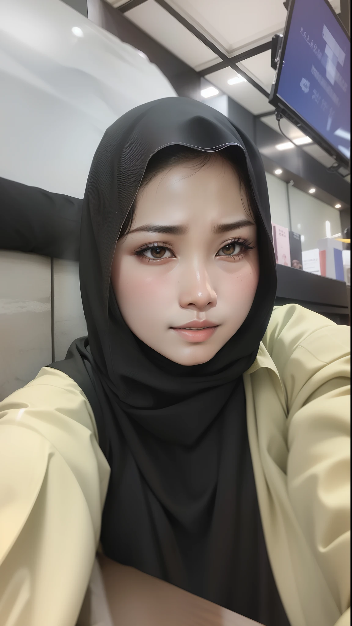 Kerudung hitam, baju kuning