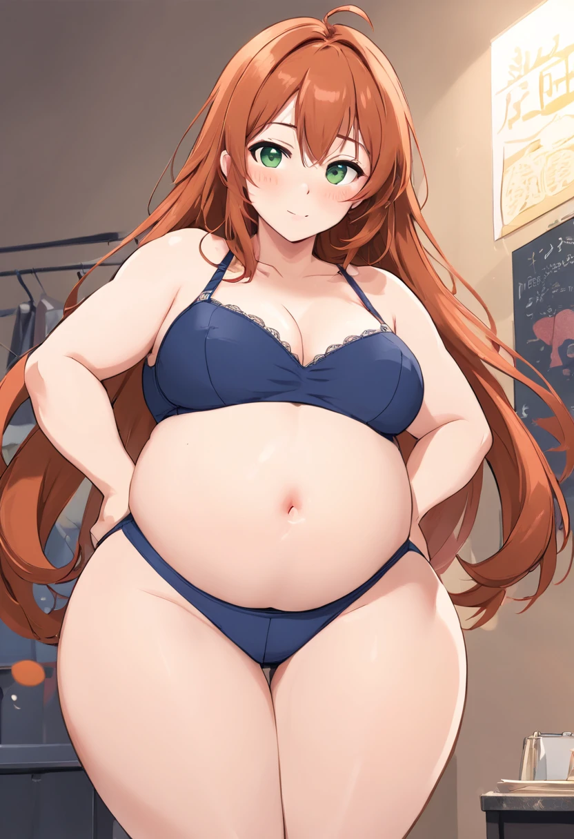 (((((Biggest belly ever))))), Super fat, Super fat, Super fat, Super fat, Super fat, Super fat, Super fat, Super fat, Super fat, Super fat, ((((Belly spills over pants)))) Nearly immobile from fat, ((wide belly)), soft belly, (((massive belly))), extremely fat, boobs are extremely is extremely fat, thighs are extremely fat, Extremely fat woman in black bra, too small jeans, ripped blue jeans, she has an extremely jiggly fat round belly, her belly is extremely fat and round, super chubby belly, belly tucked into pants, belly button showing, her belly button is exposed, belly exposed, bouncier belly, bigger stomach, thicc, plus-sized, doing a hot majestic pose, body swelling about to explode, ssbbw, 500 pounds of fat, stomach vibes, massive buttocks, massive butt, ((super big butt)), ((super perky ass), ((butt rips jeans)), ((large breasts)), ((perky breasts)), breasts bulge out of bra, breasts are shiny, (((long wavy red hair))), (((ginger hair))), freckles, (((green eyes))), anime art style, from an anime, big shiny anime eyes, anime mouth, tiny cute anime nose, freckles, blush, aroused, flustered, flushed, titillated