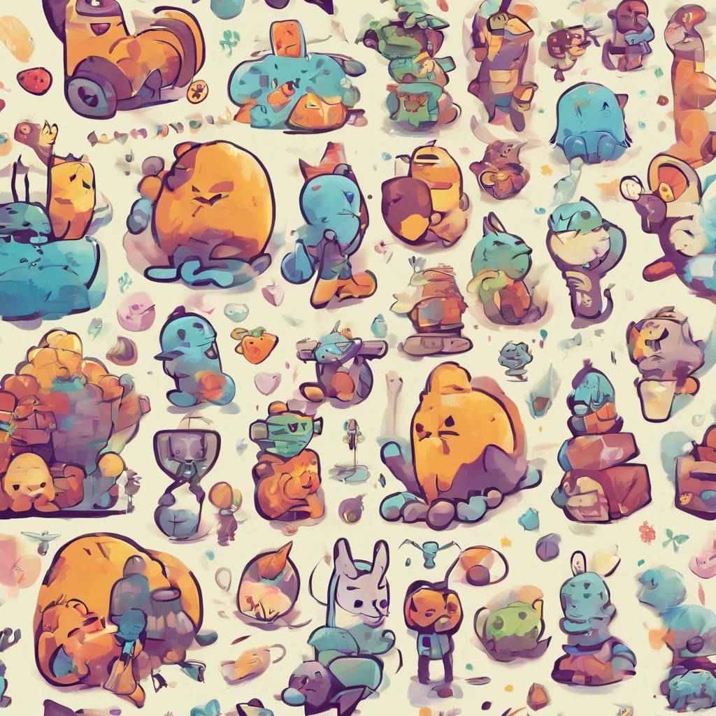 Funny stickers cute action digital art