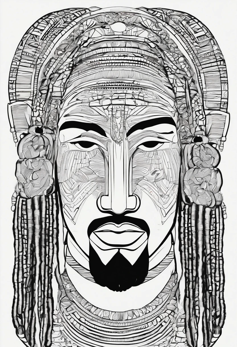 Silhueta de um africano, dreadlocks finos, bigode e cavanhaque
